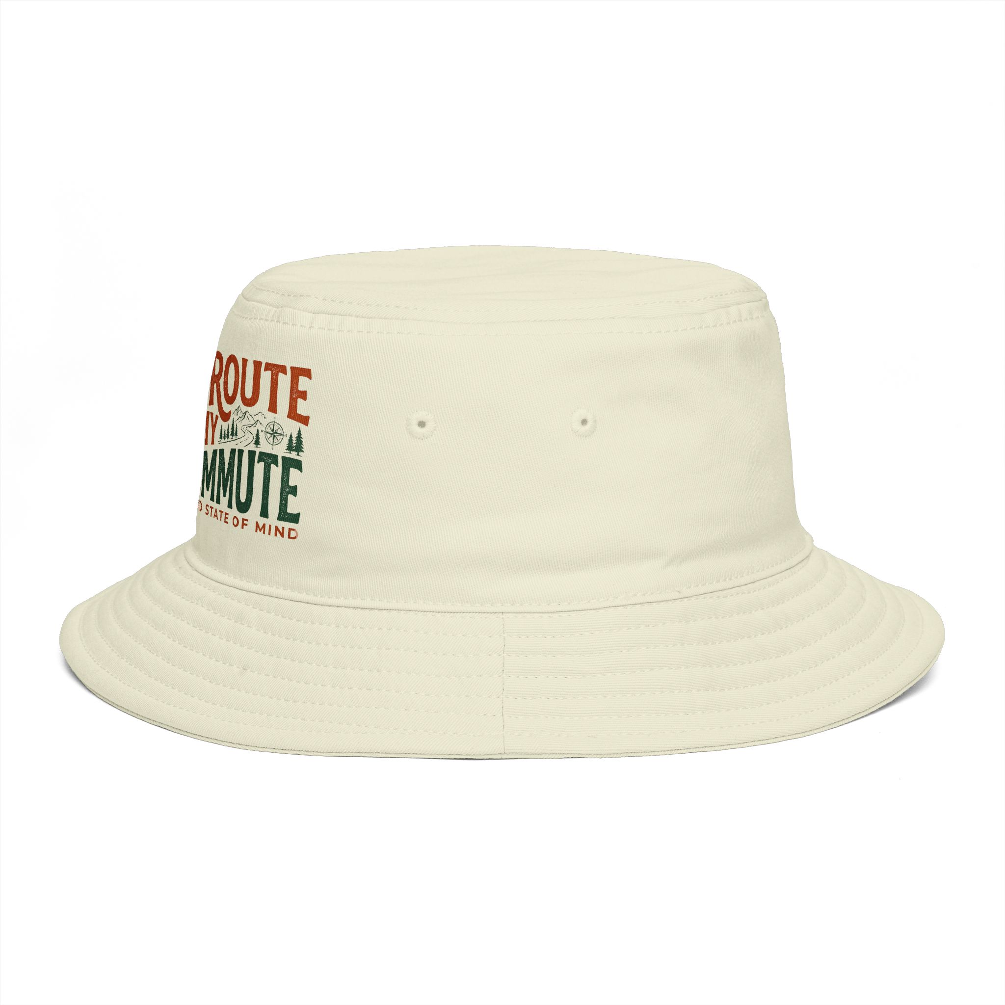 Bucket Hat — “The Scenic Route Is My Only Commute” Embroidered Outdoor Travel Hat