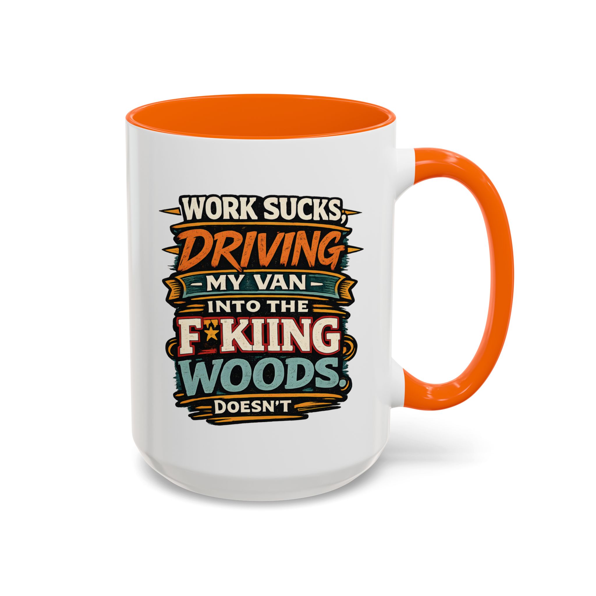 Accent Coffee Mug (11, 15oz) — "Work Sucks" Design F**K-Line