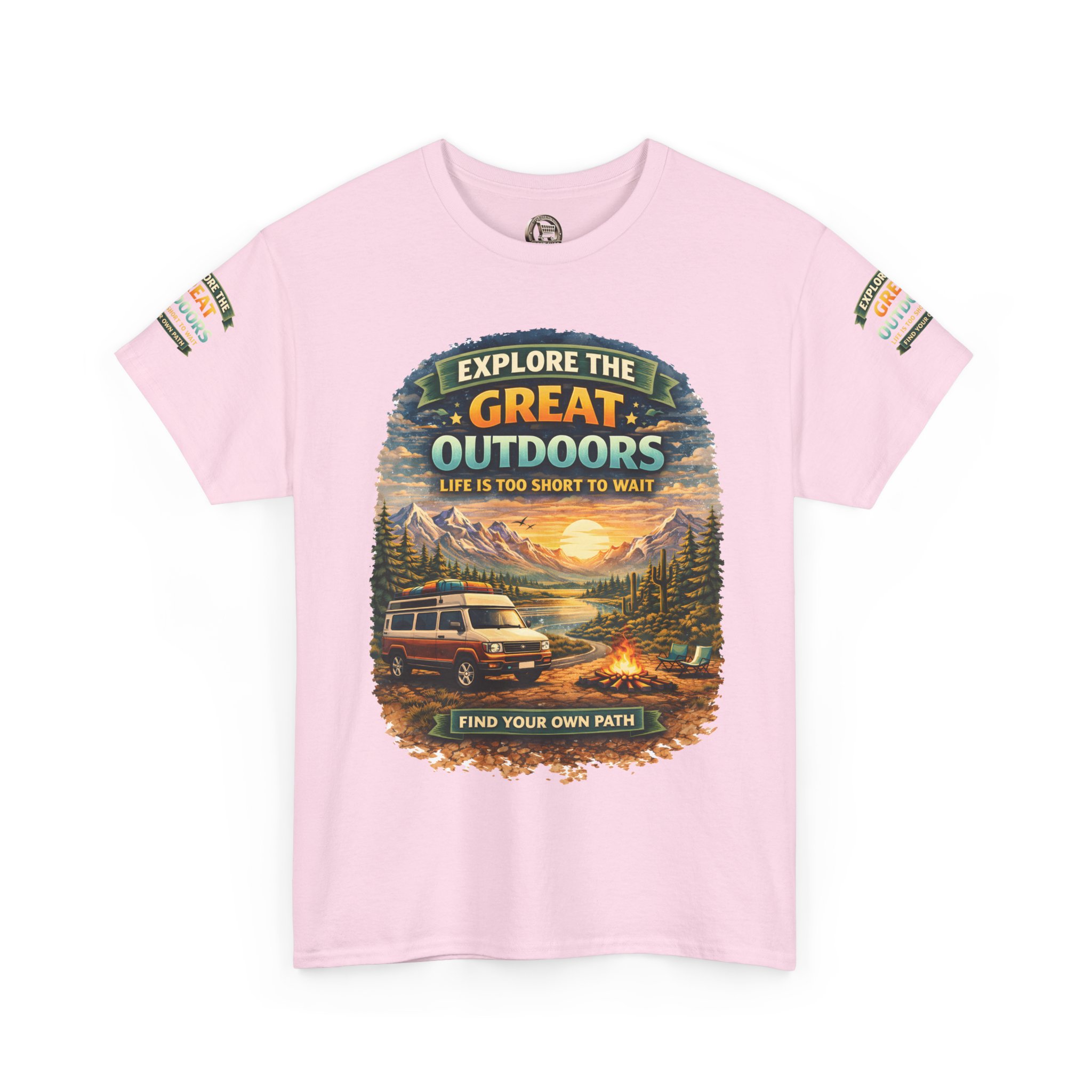 Unisex Heavy Cotton Tee — "Explore The Great Outdoors" Design Scenic-Line