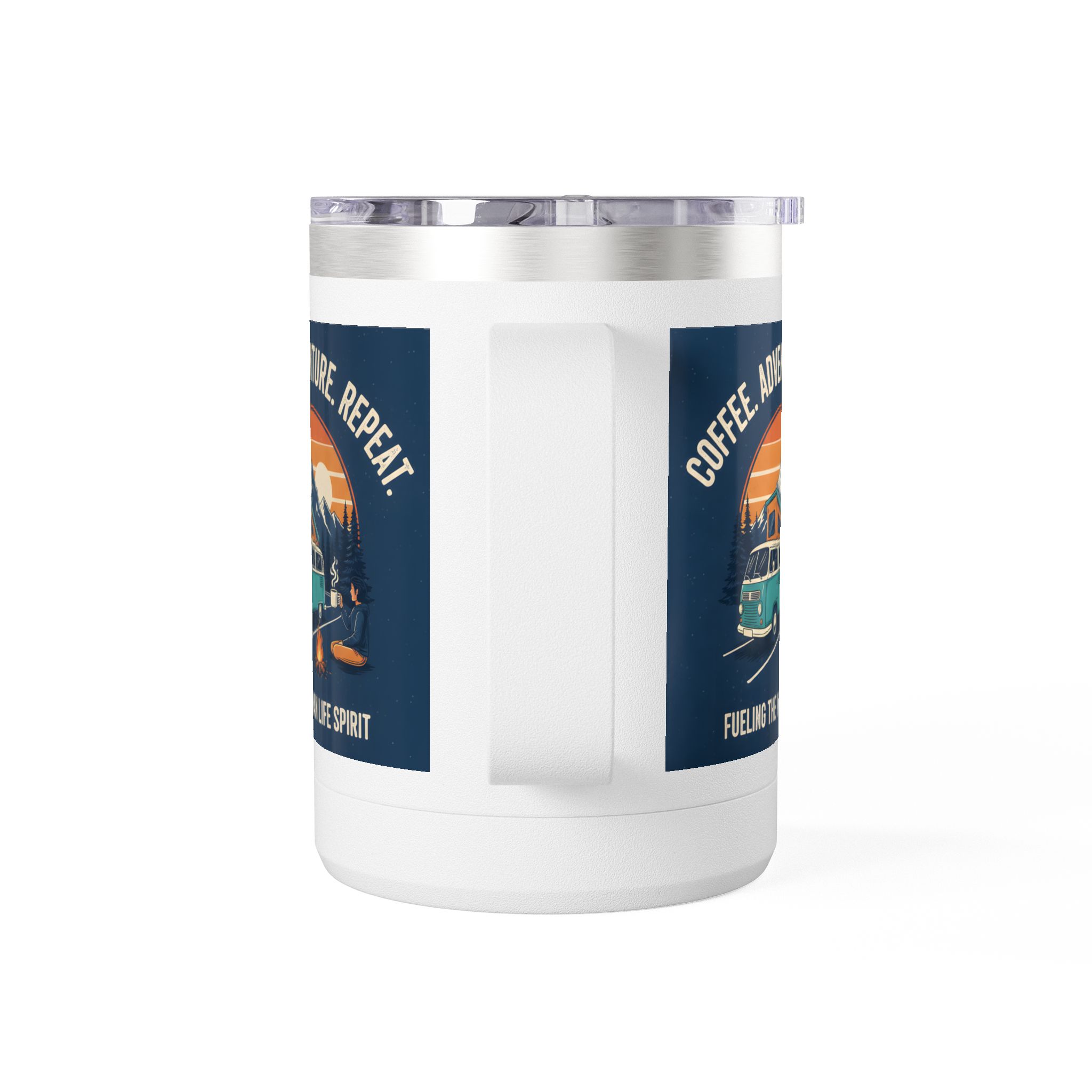 Coffee Mug Tumbler, 15oz — “Coffee. Adventure. Repeat.”