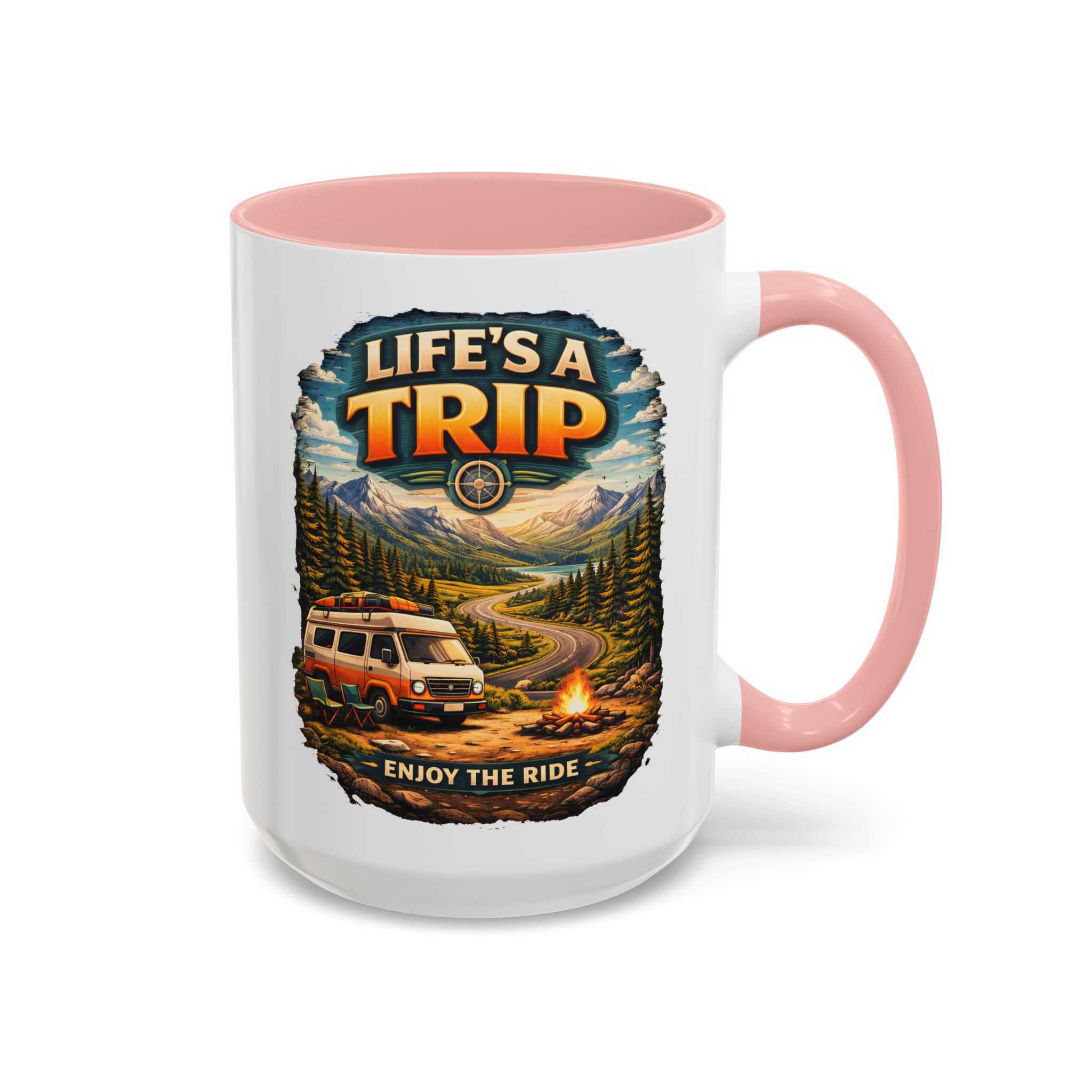 Accent Coffee Mug (11, 15oz) — "Life s A Trip" Design Scenic-Line