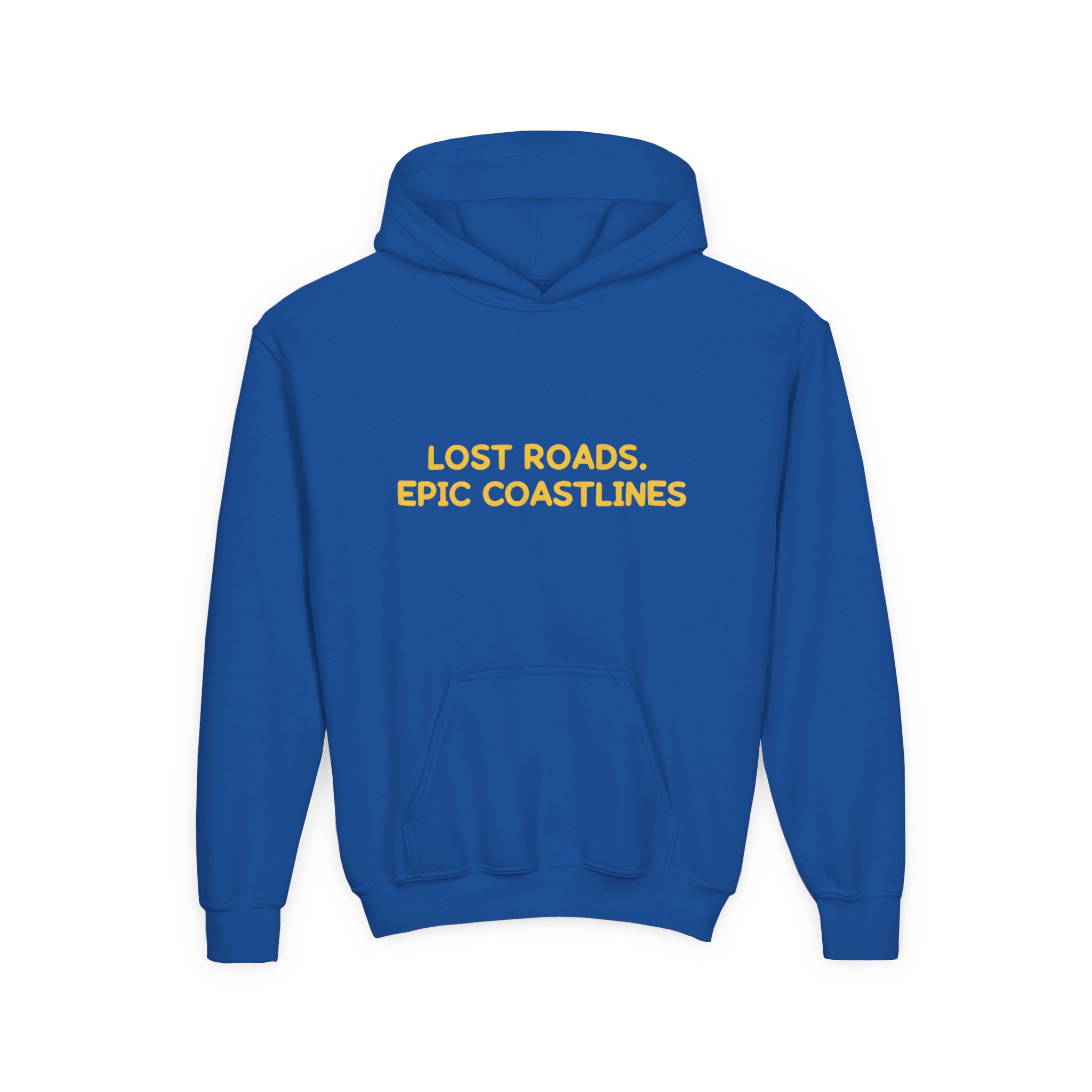 Youth Hoodie(Gildan) – "Lost Roads Epic Coastlines" (Design Sitcom-Line)