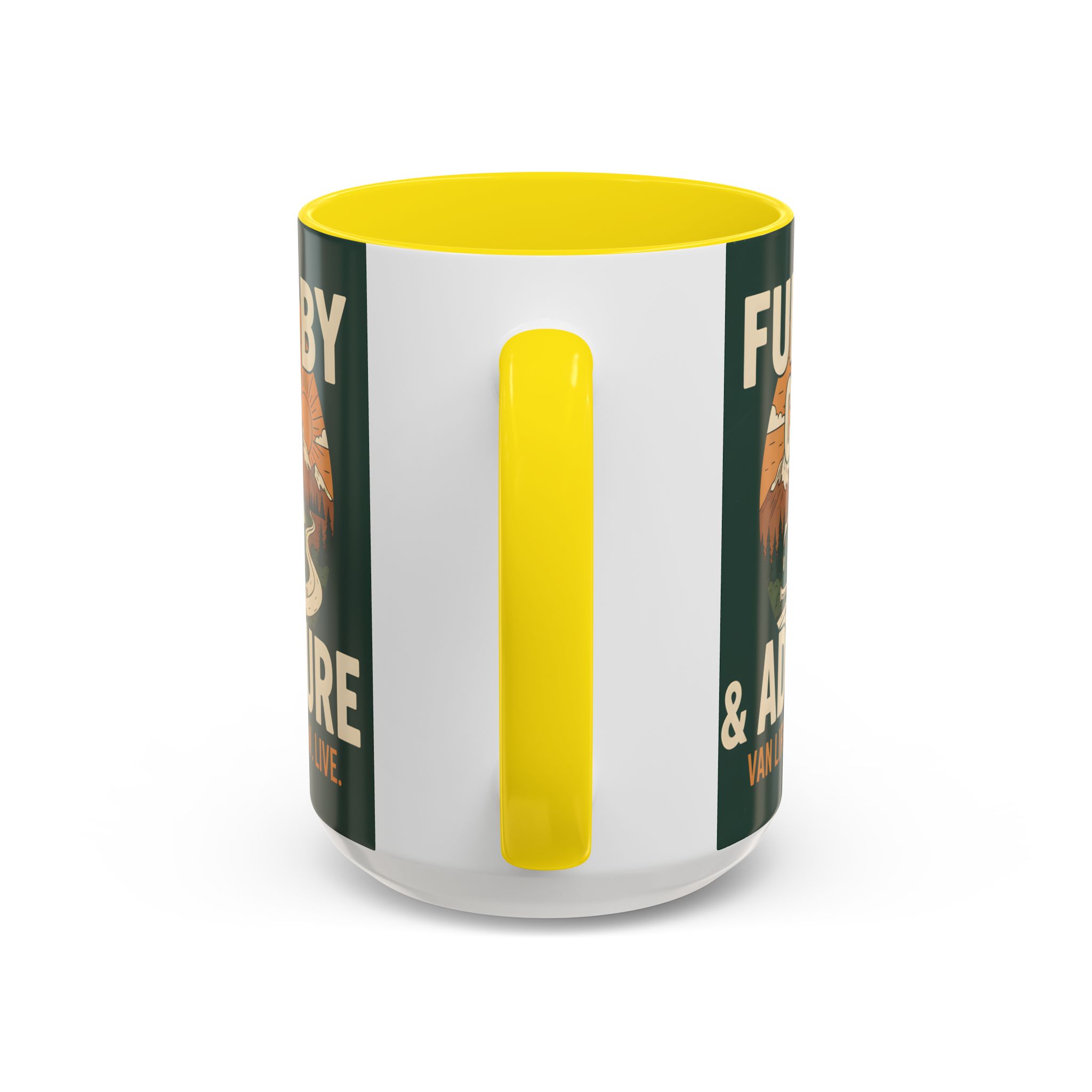 Accent Coffee Mug (11, 15oz) — "Fueled by Coffee & Adventure"