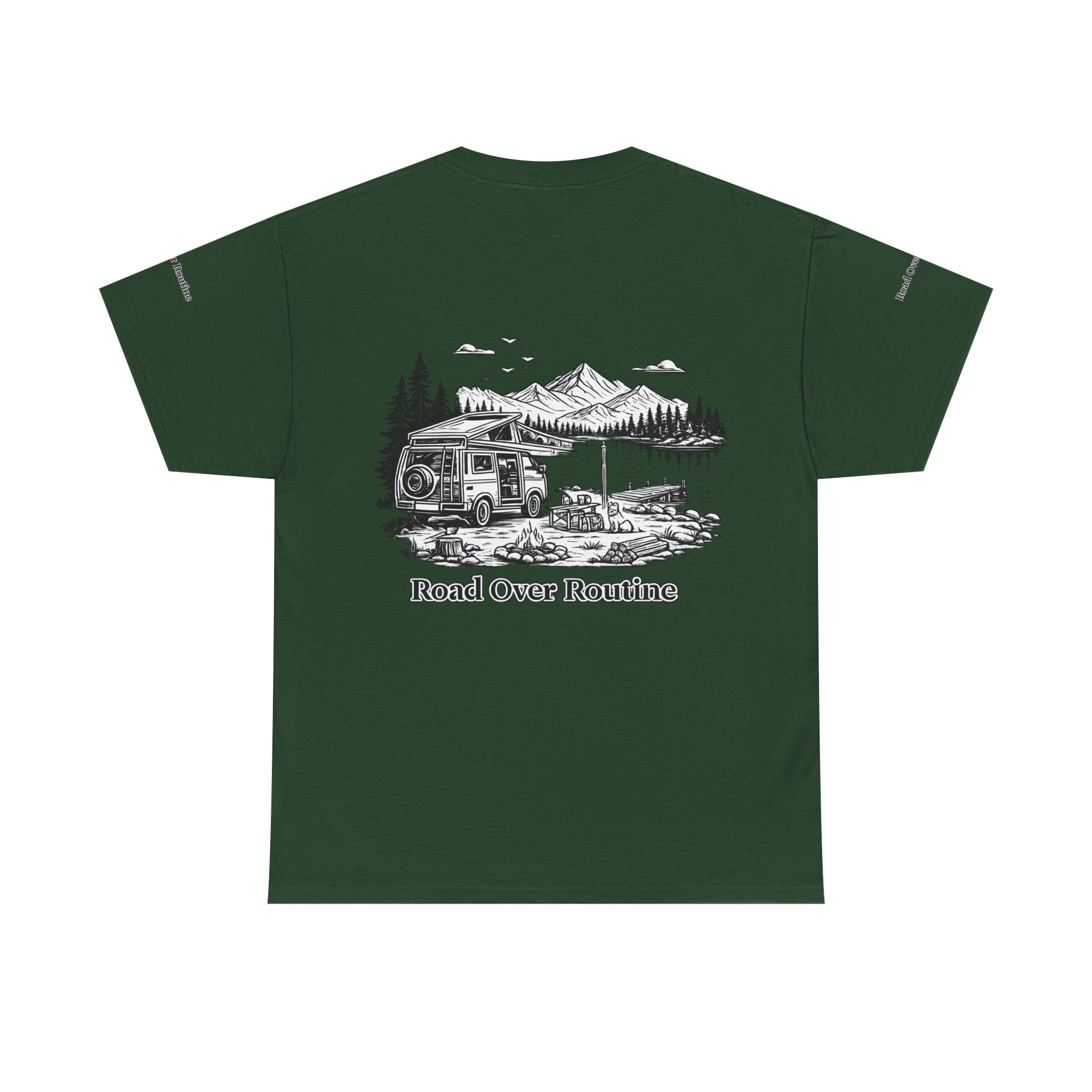 Unisex Heavy Cotton Tee — "Road Over Routine" Design Minimal-Line
