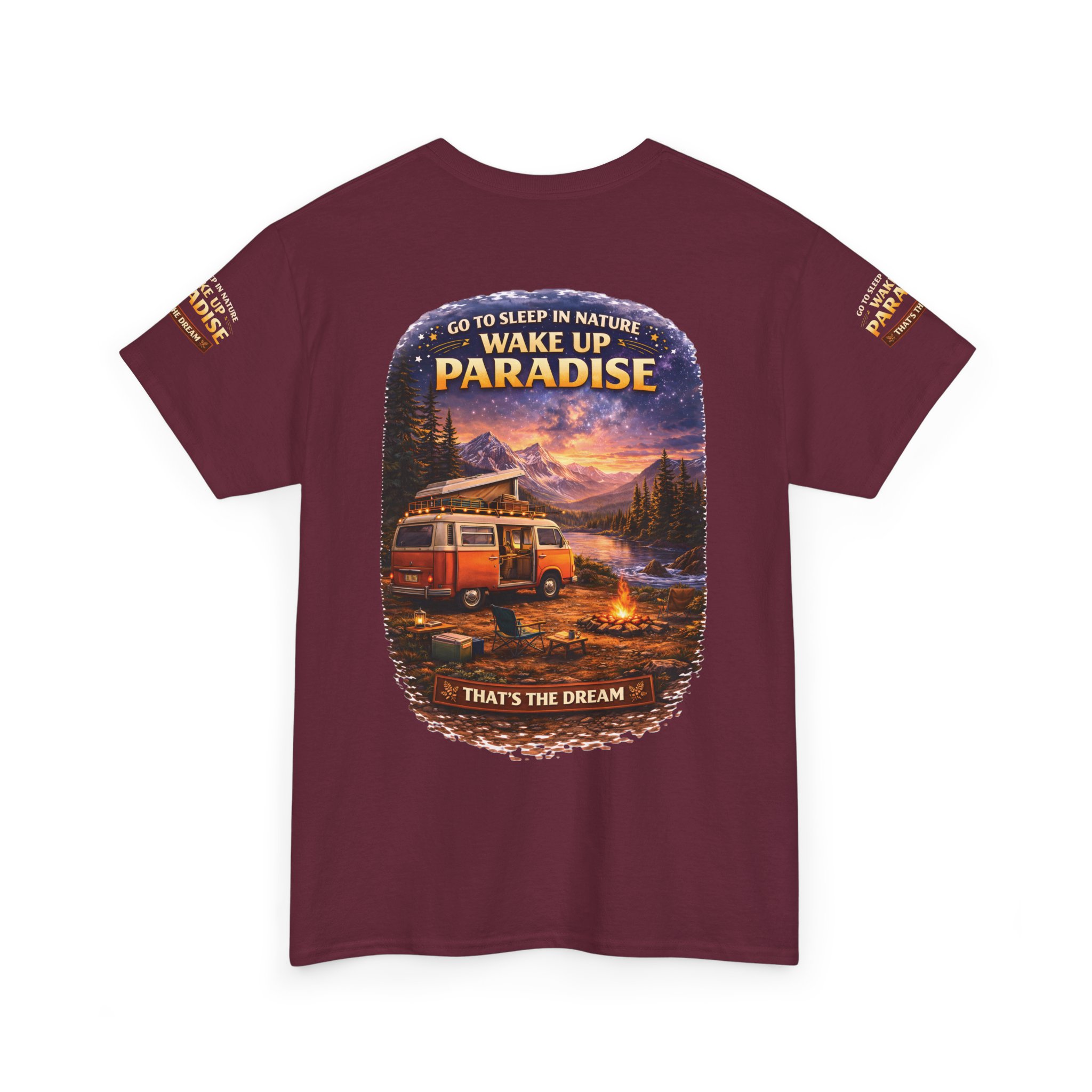 Unisex Heavy Cotton Tee — "Go Sleep In Nature" Design Scenic-Line