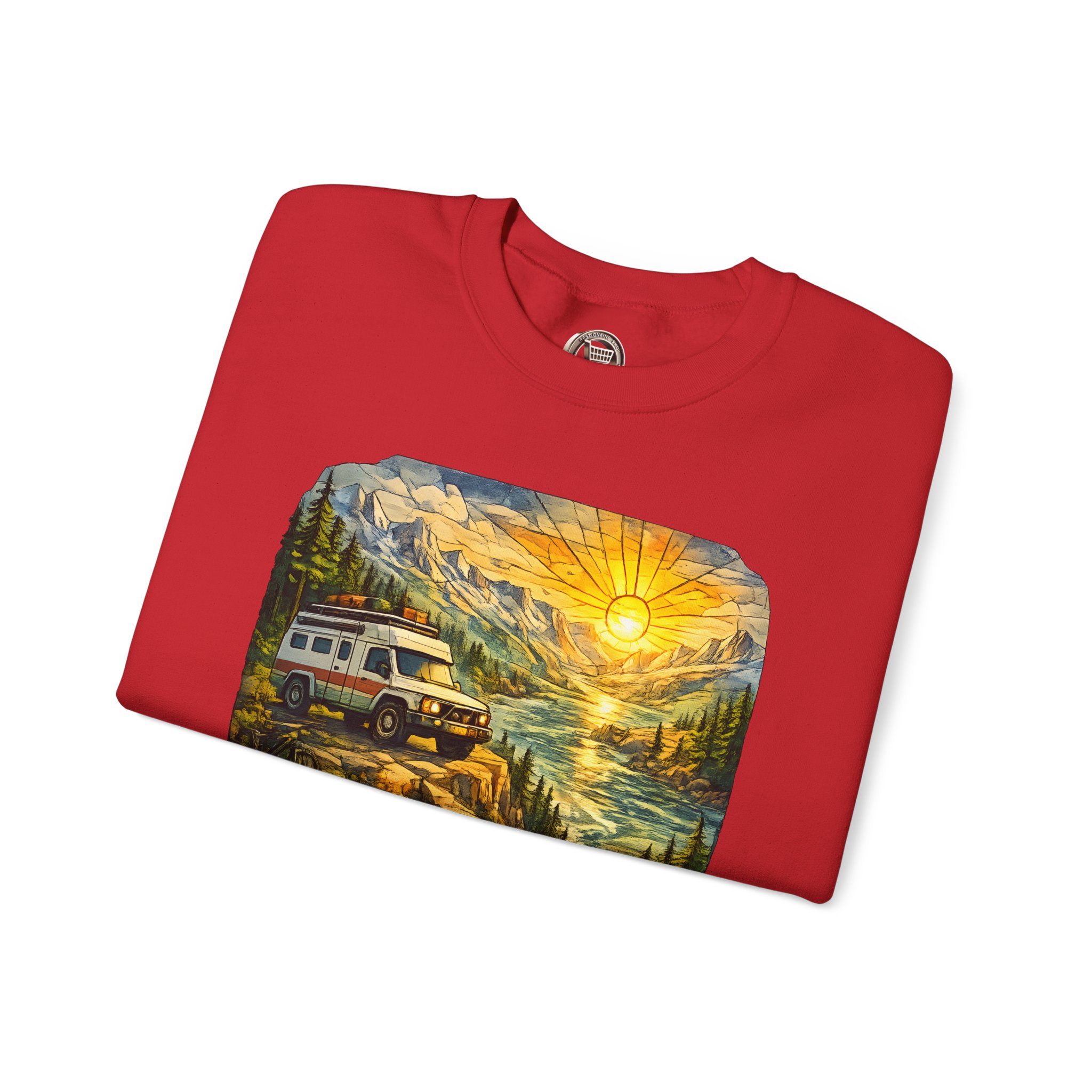 Unisex Heavy Blend™ Crewneck Sweatshirt — "Let The Journey Be Your Home" Design Cubic-Line