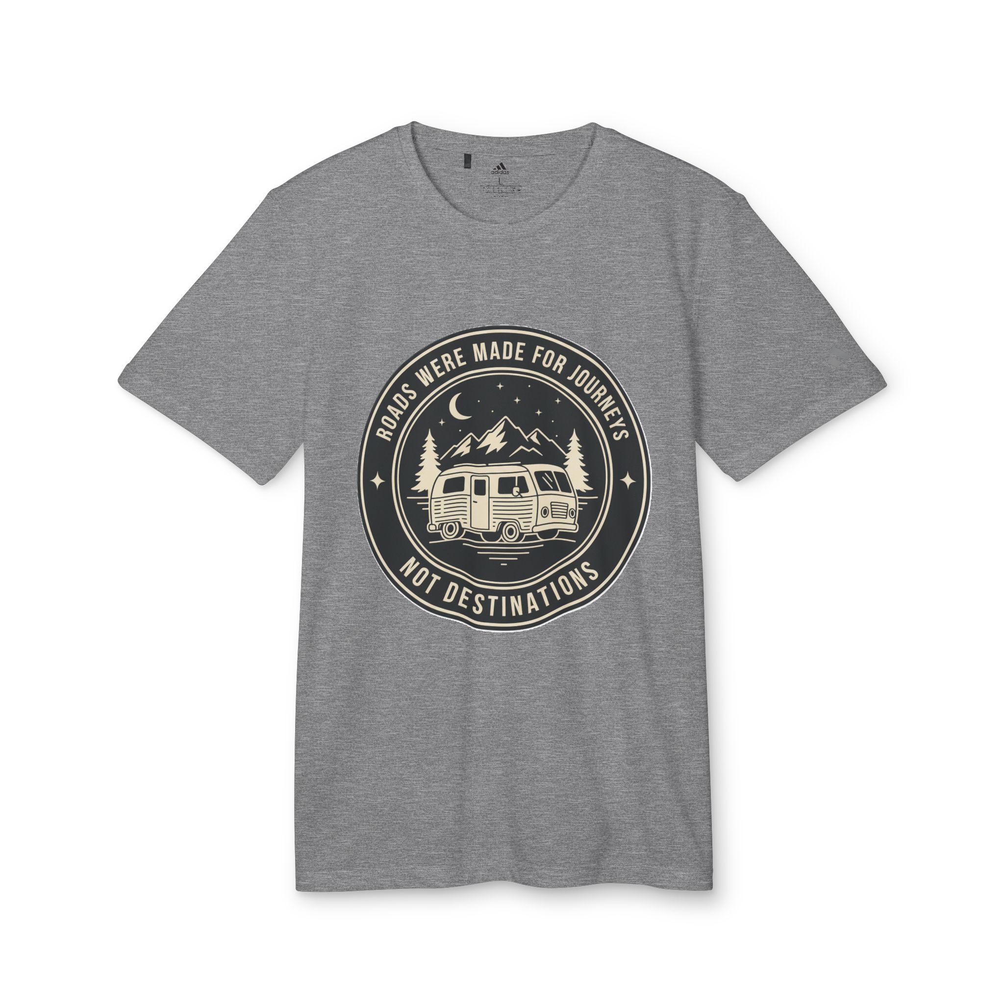 T-Shirt(Adidas) — 'ROAD WHERE MADE FOR JOURNEYS-NOT DESTINATIONS' (Only Font printed) Brand Adidas