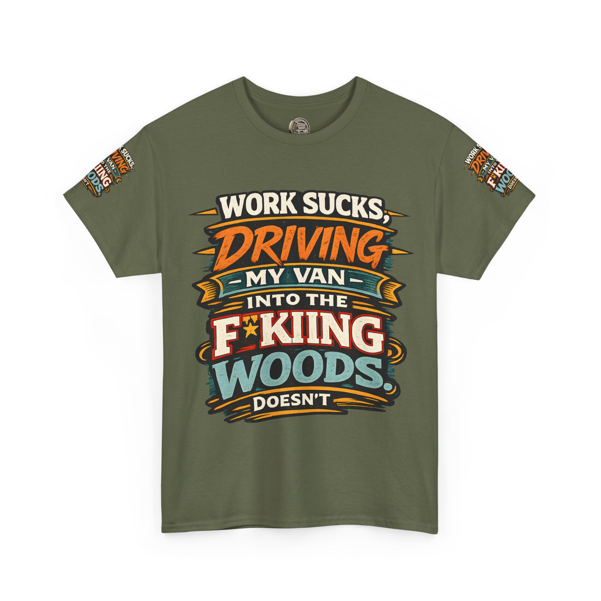 Unisex Heavy Cotton Tee — "Work Sucks" Design F**K-Line