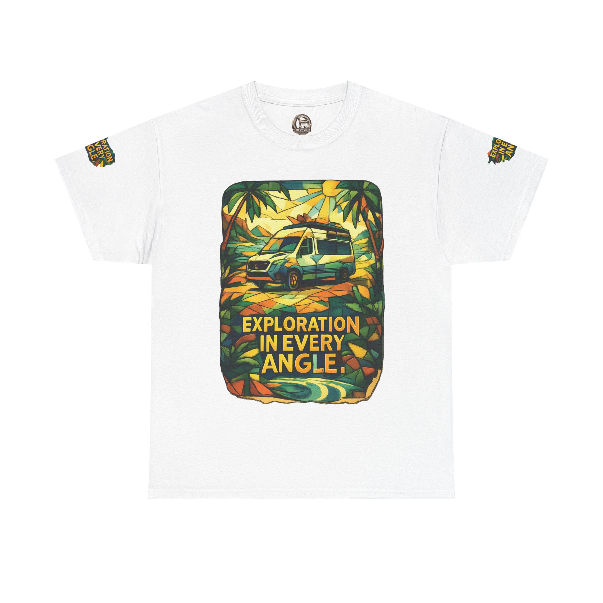 Unisex Heavy Cotton Tee — "Exploration In Every Angle" Design Cubic-Line