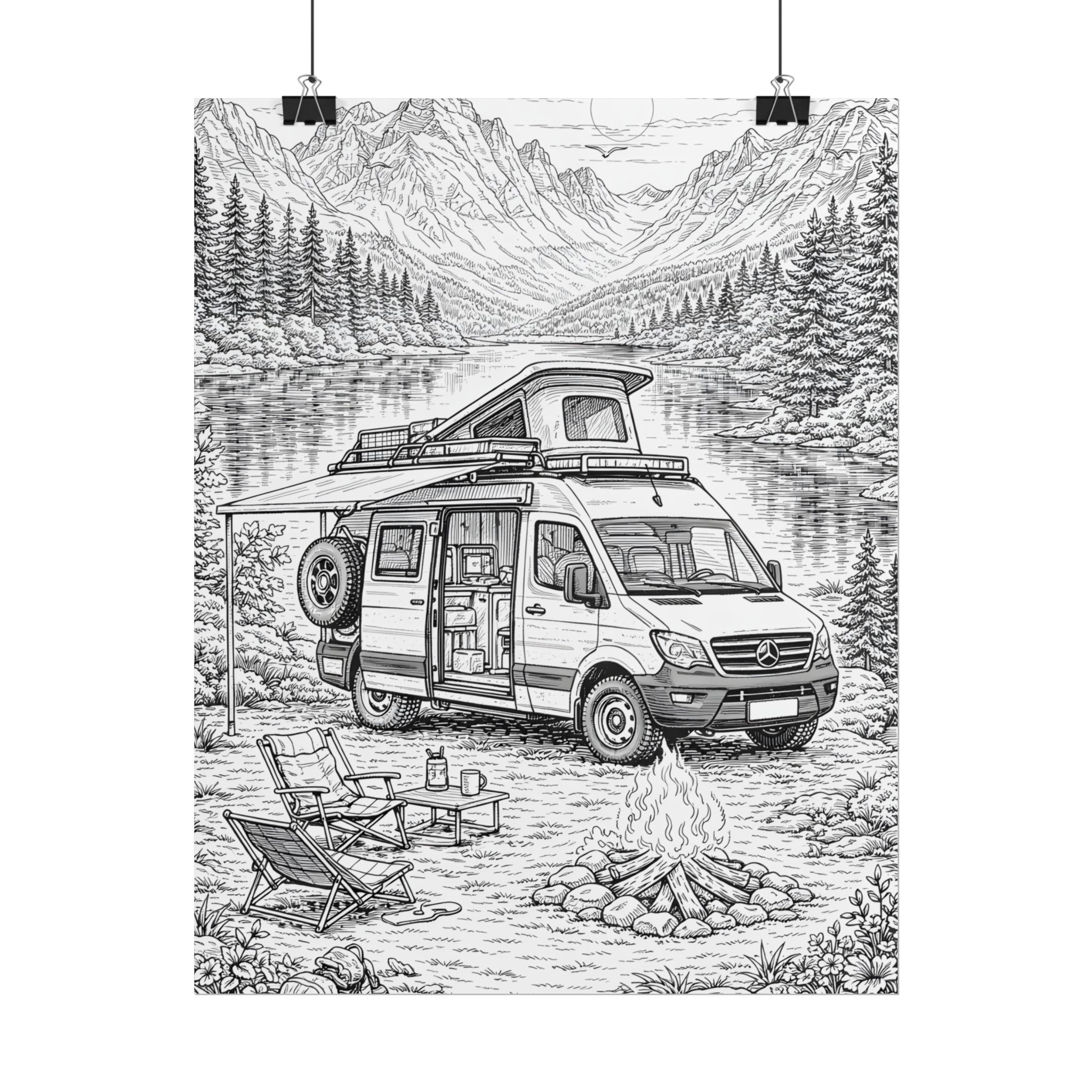 Campervan Poster — Vintage RV Camping Landscape Wall Art