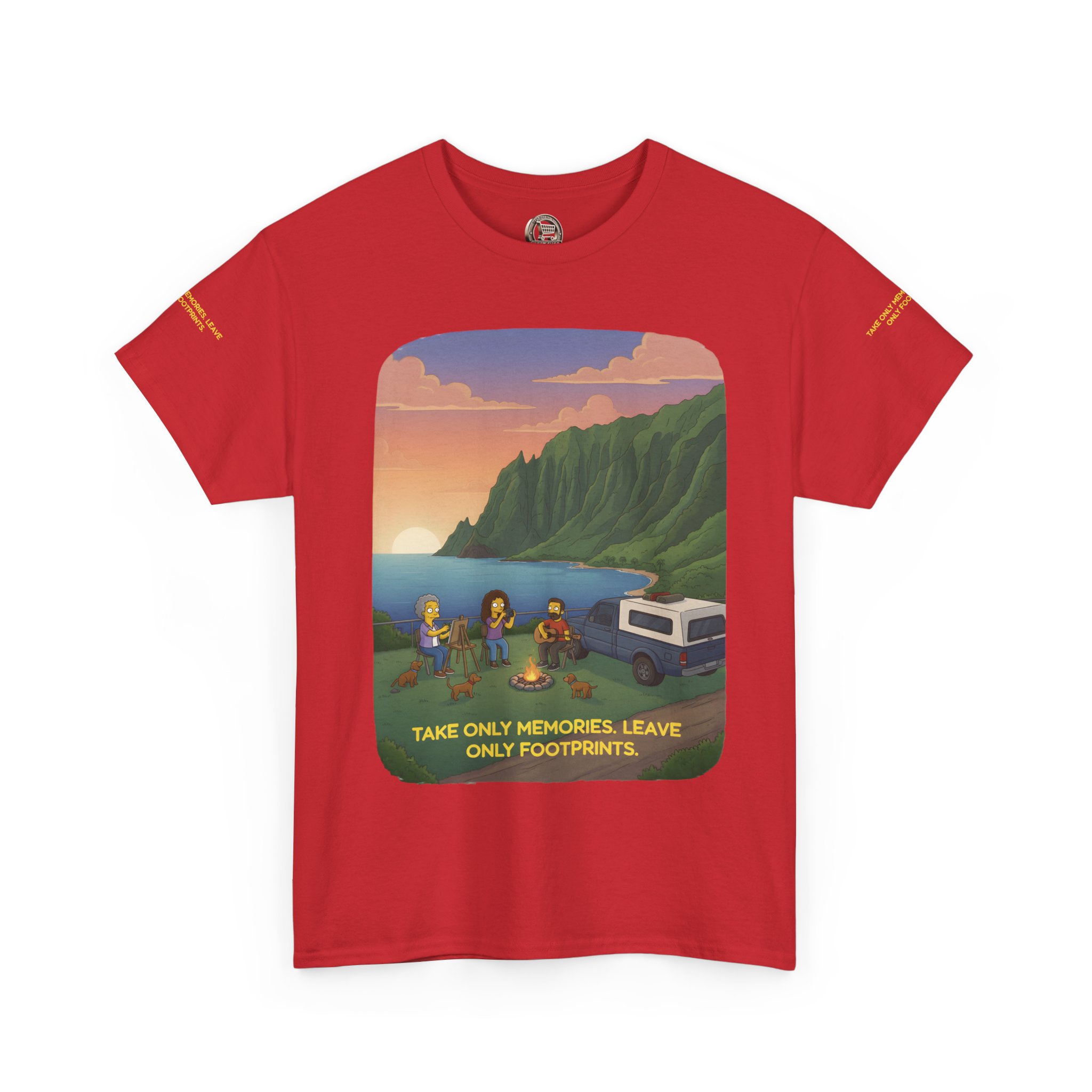Unisex Heavy Cotton Tee — "Take Only Memories-Leave Only Footprints" Design Sitcom-Line