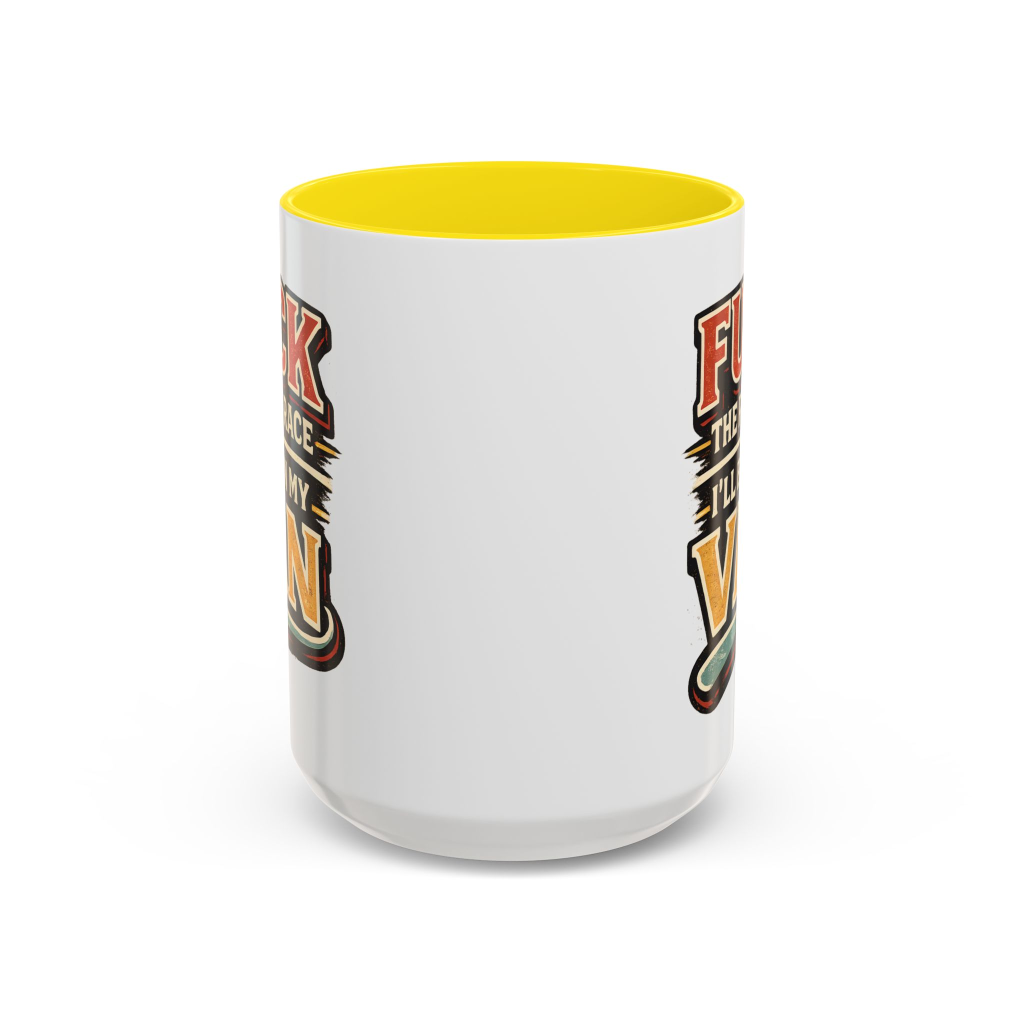 Accent Coffee Mug (11, 15oz) — "Fuck The Rat Race" Design F**K-Line