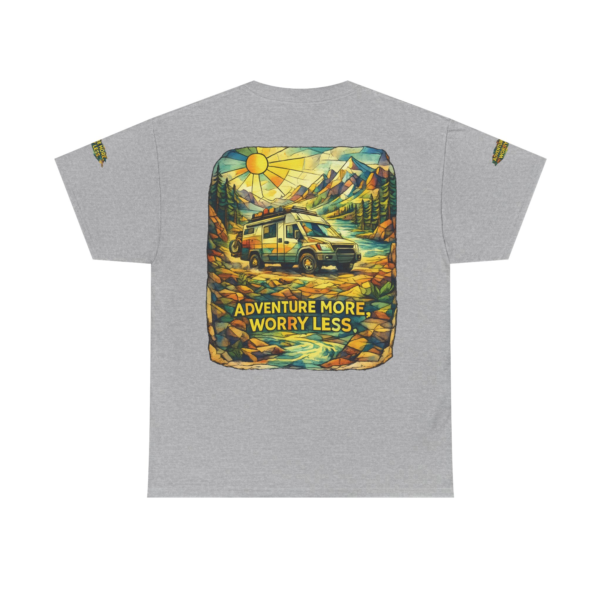 4016784946990721501_2048.jpeg Unisex Heavy Cotton Tee — "Adventure More Worry Less" Design Cubic-Line