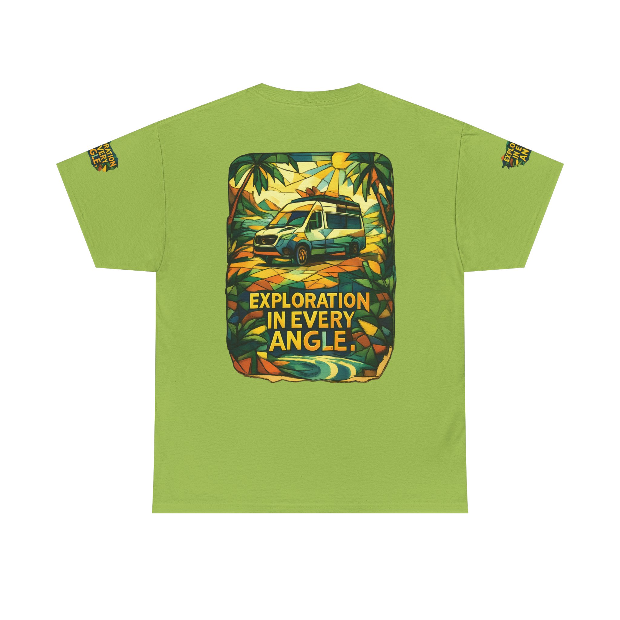 Unisex Heavy Cotton Tee — "Exploration In Every Angle" Design Cubic-Line