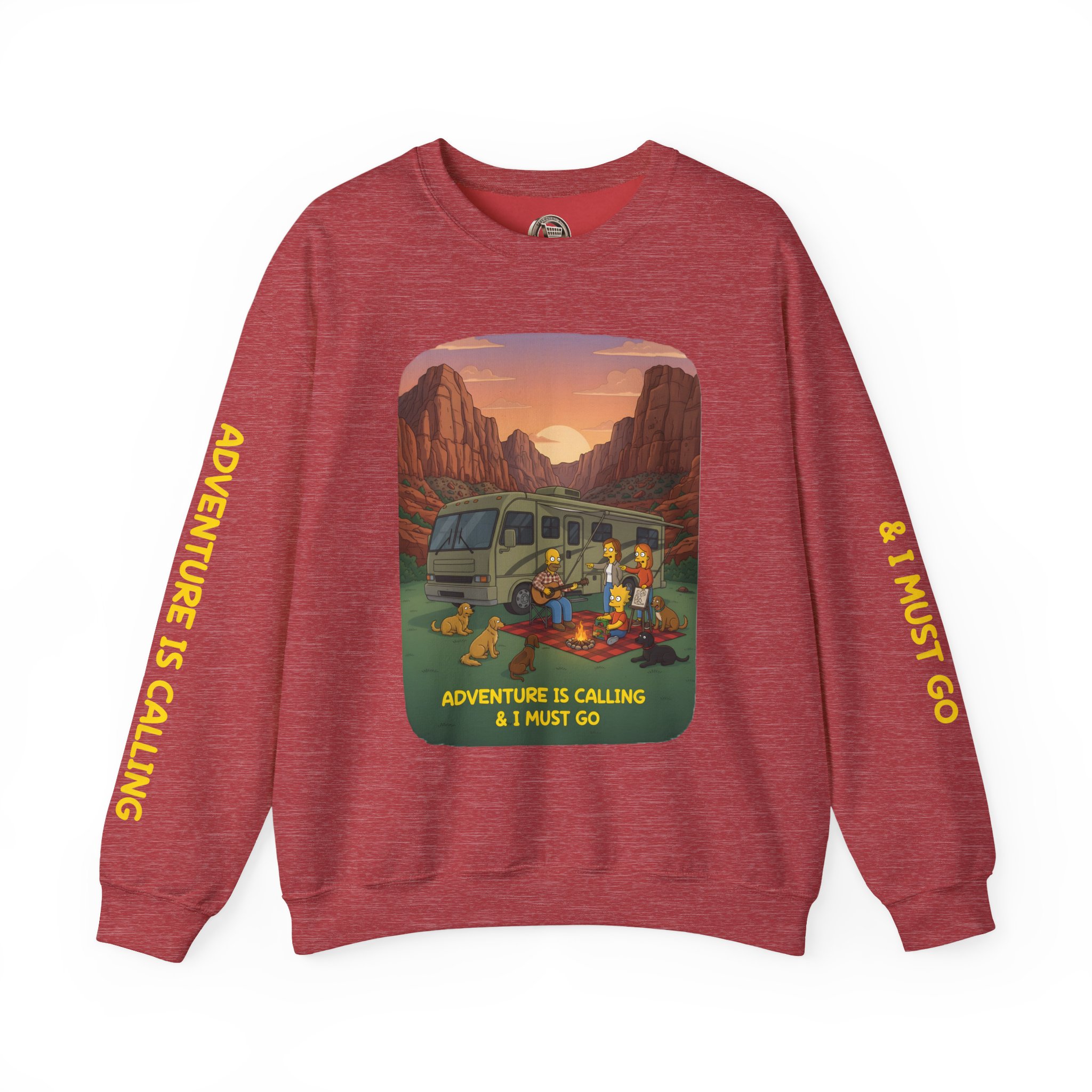 Unisex Heavy Blend™ Crewneck Sweatshirt — "Adventure Is Calling-I Must Go" Design Sitcom-Line