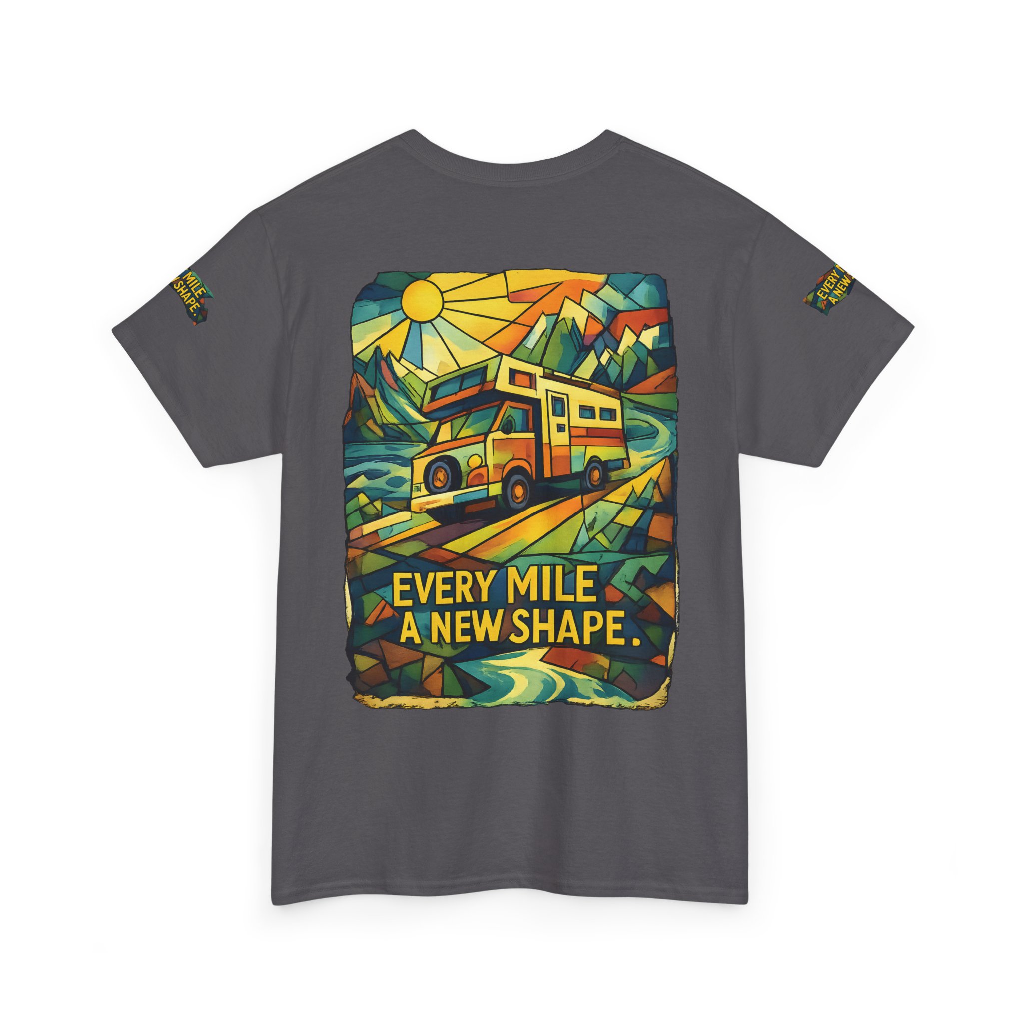 Unisex Heavy Cotton Tee — "Every Mile A New Shape" Design Cubic-Line