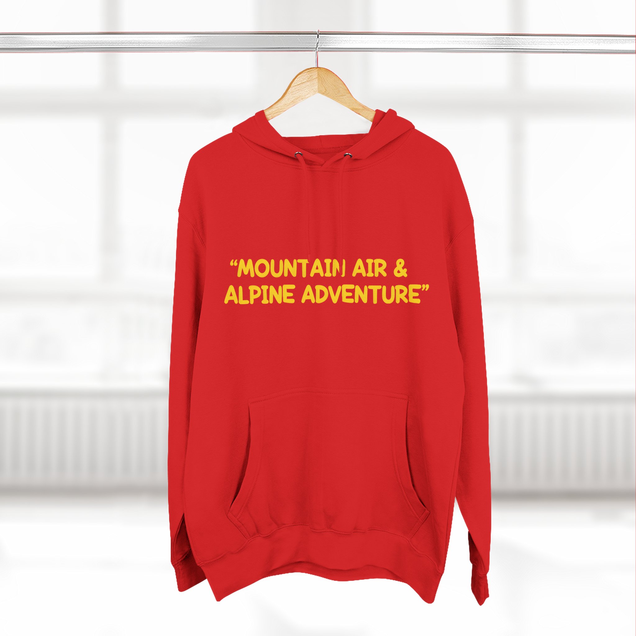 Three-Panel Fleece Hoodie - "Mountain Air-Alpine Adventure" Design Sitcom-Line