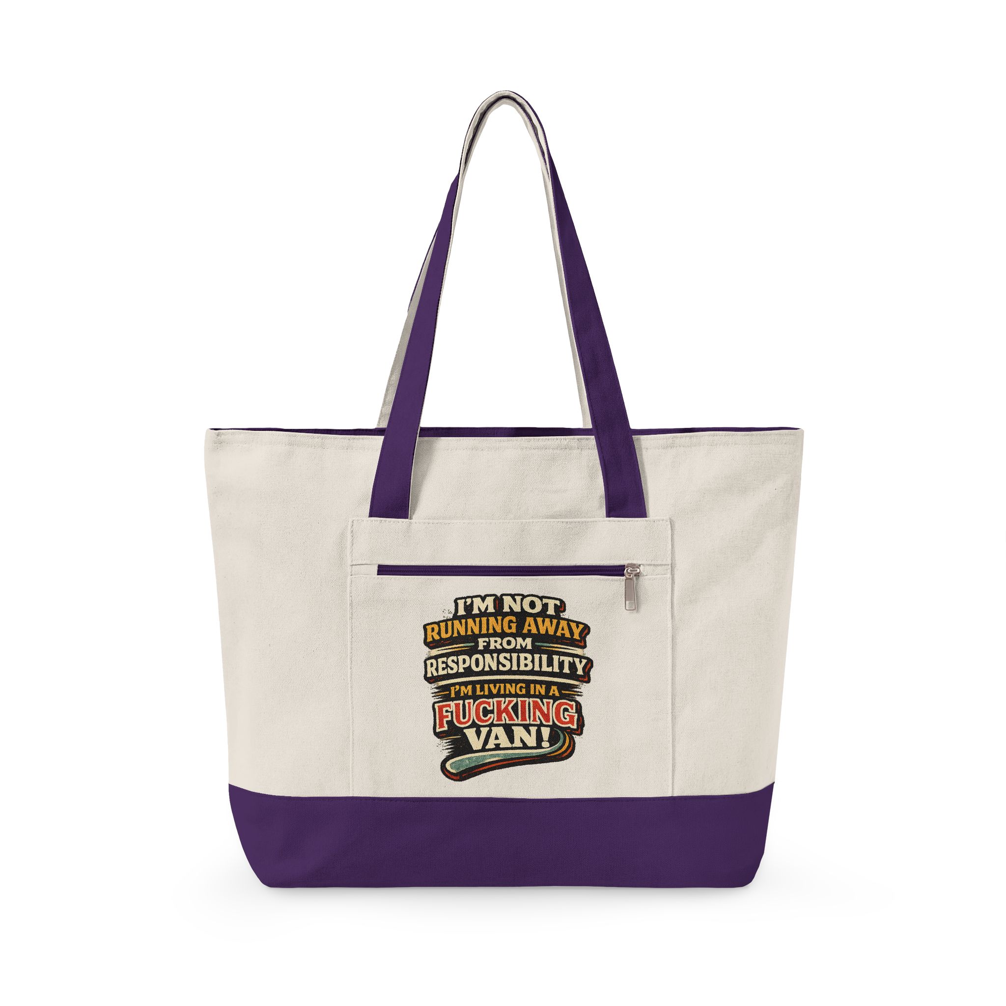 4025008584077193993_2048.jpeg Zippered Canvas Tote — "Im Not Running Away" (Design F**K-Line)