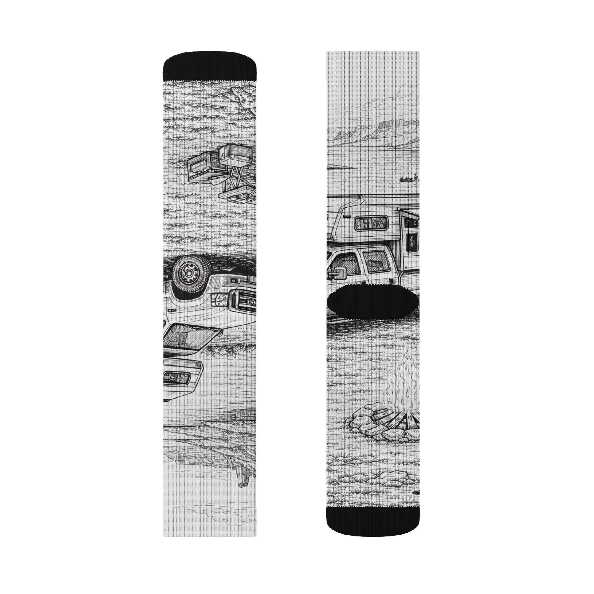 Sublimation Socks — Retro Camper Roadtrip Crew Socks