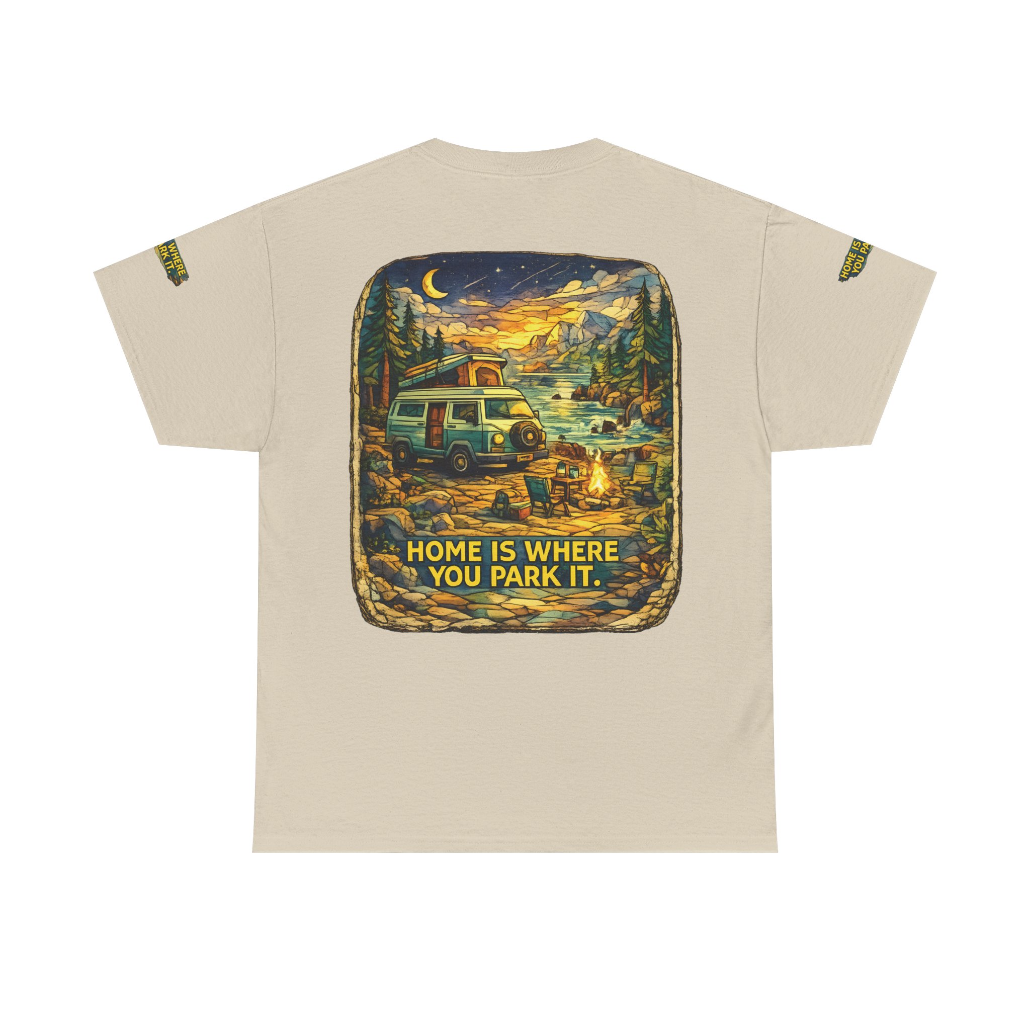 Unisex Heavy Cotton Tee — "Home Is Where You Park It" Design Cubic-Line
