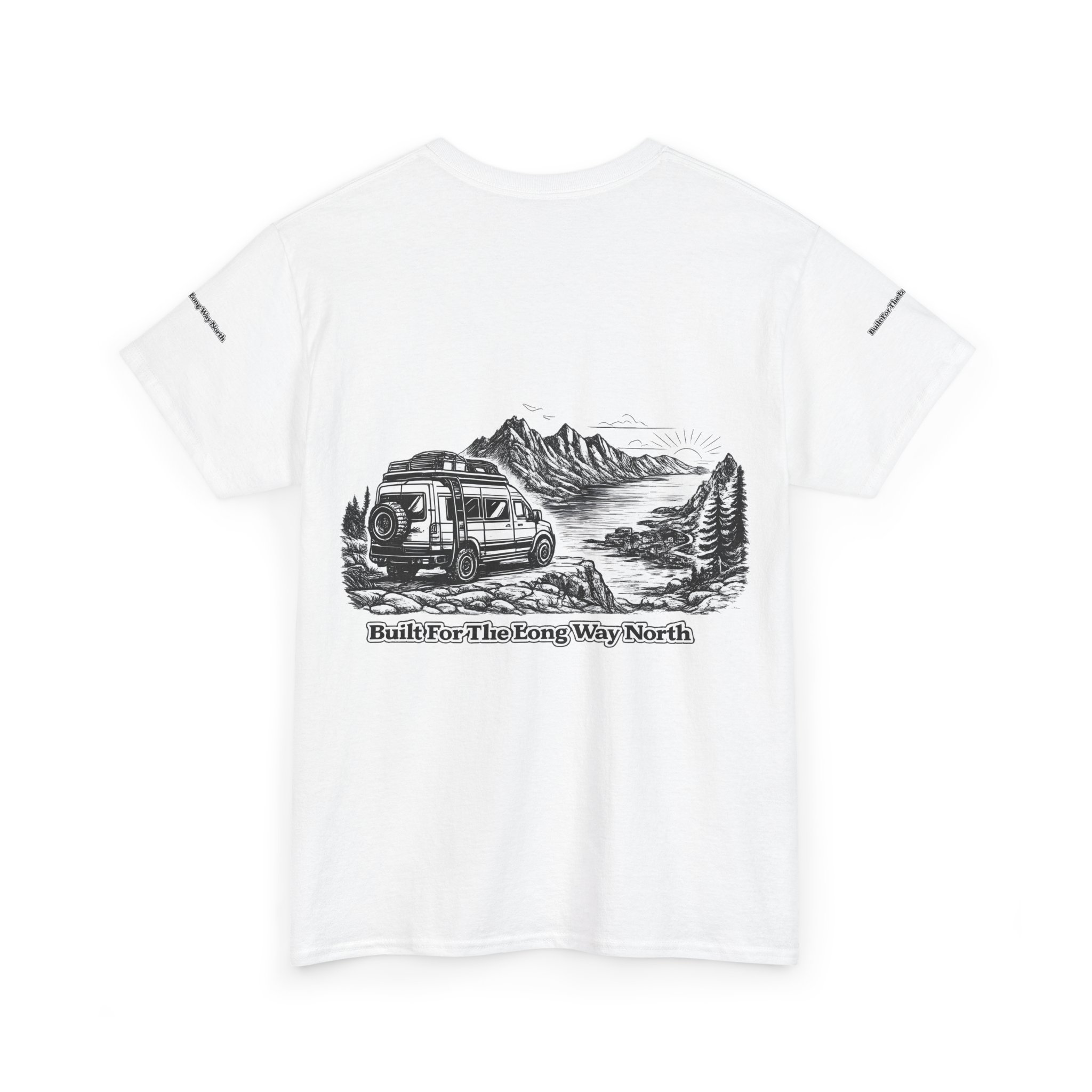 4032271010391301032_2048.jpeg Unisex Heavy Cotton Tee — "Built For The Long Way North" Design Minimal-Line