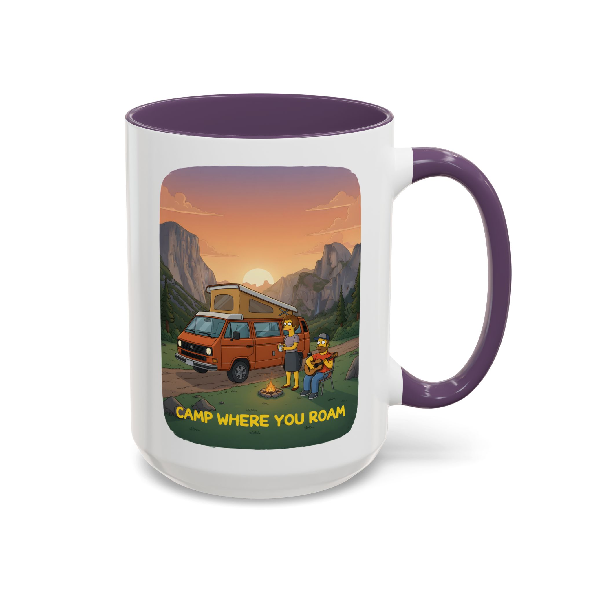 Accent Coffee Mug (11, 15oz) — "Camp Where You Roam" Design Sitcom-Line