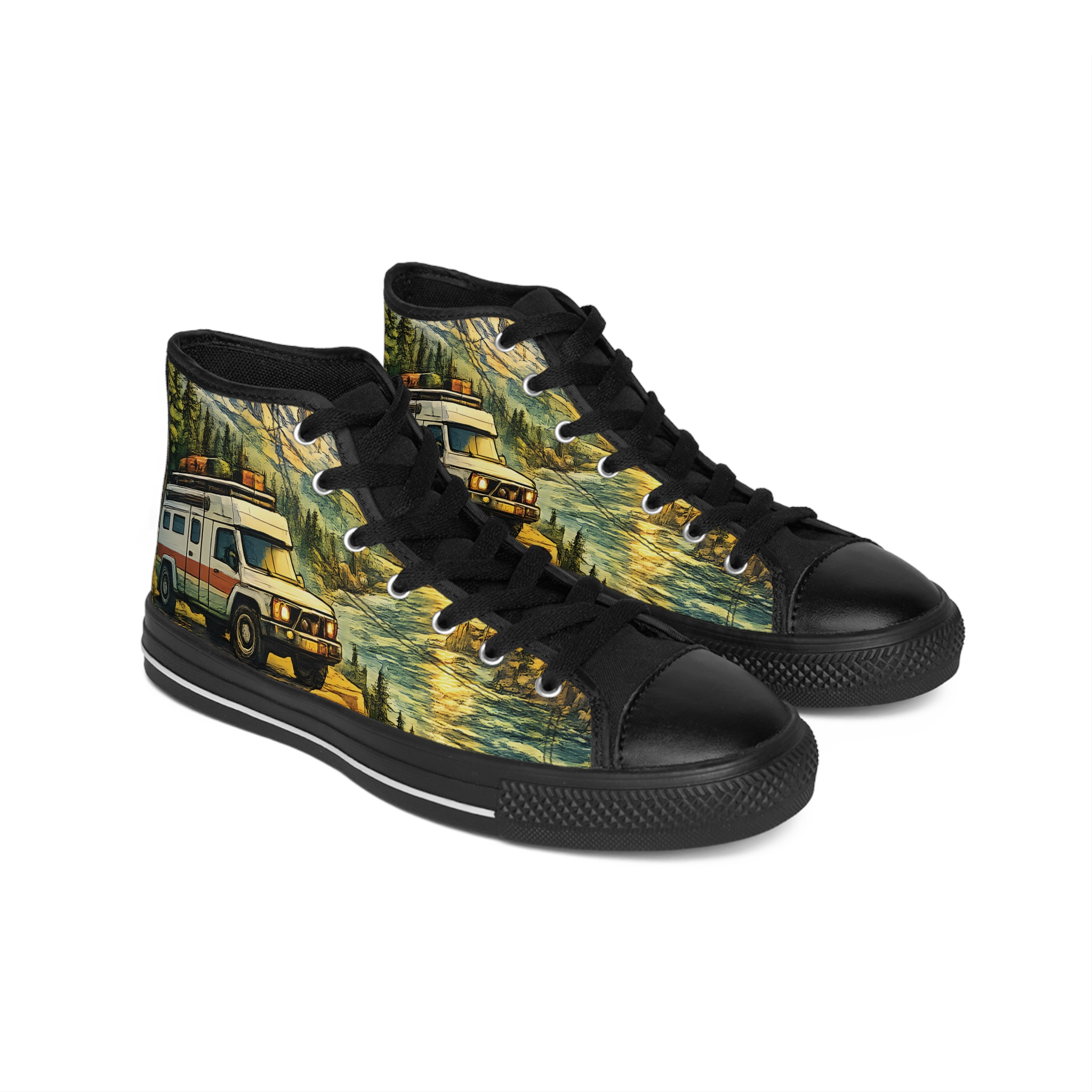 Women's Classic Sneakers – Retro Camper Van Print (Cubic-Line)