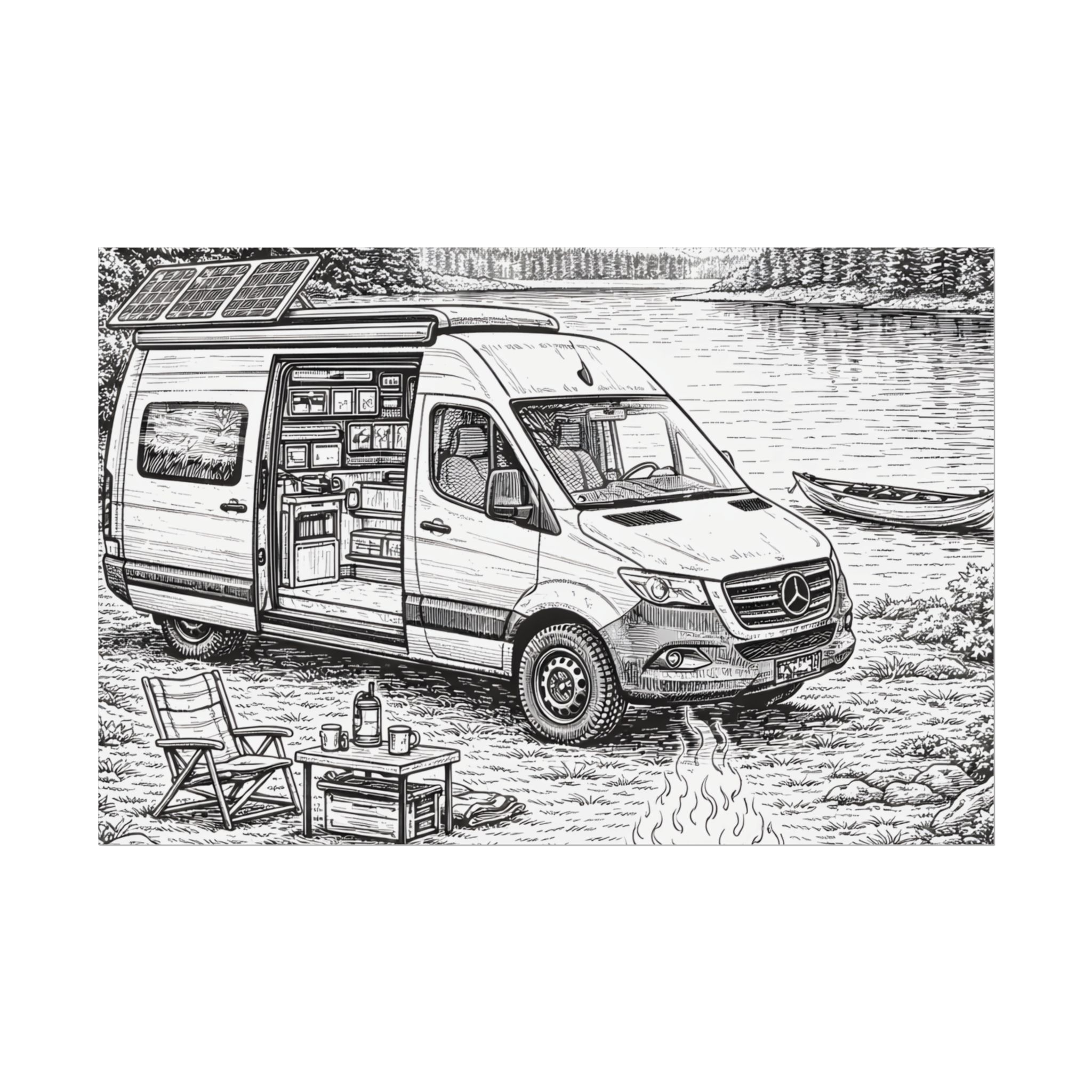 Campervan Poster — Vintage RV Camping Landscape Wall Art