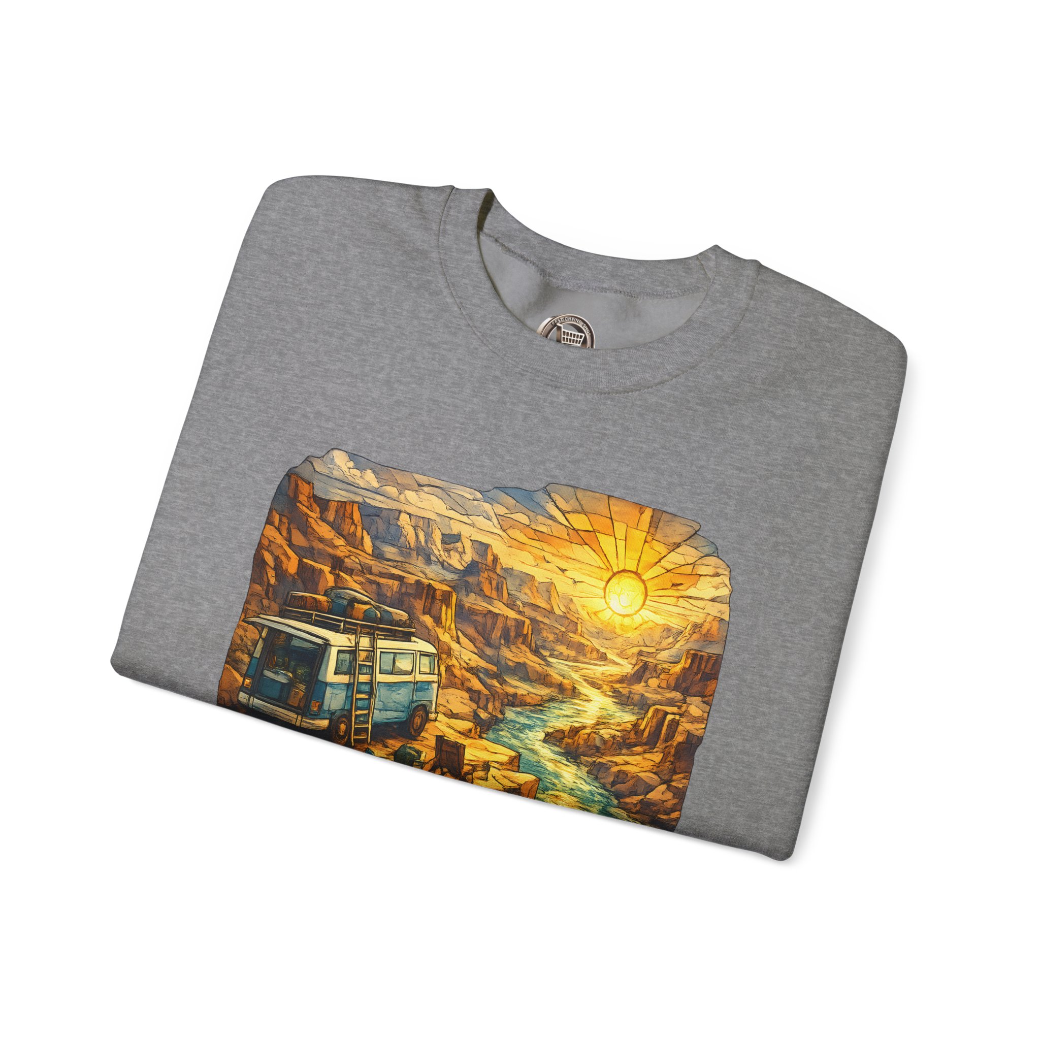 4045491427512225843_2048.jpeg Unisex Heavy Blend™ Crewneck Sweatshirt — "Chase The Sun And Follow The Wind" Design Cubic-Line