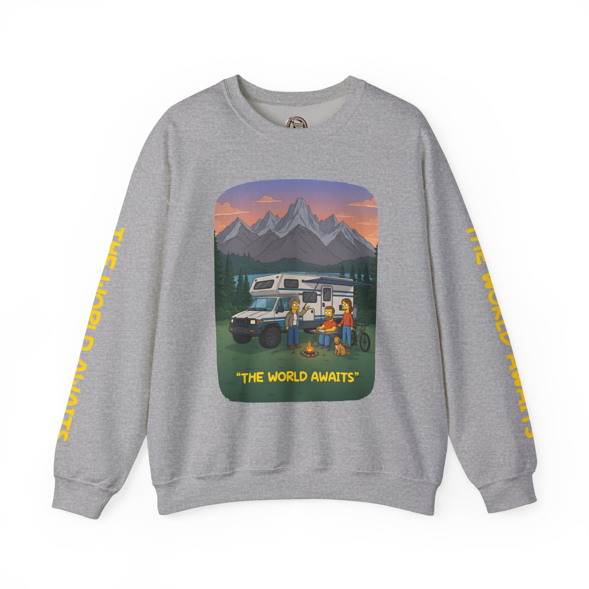 Unisex Heavy Blend™ Crewneck Sweatshirt — "The World Awaits" Design Sitcom-Line