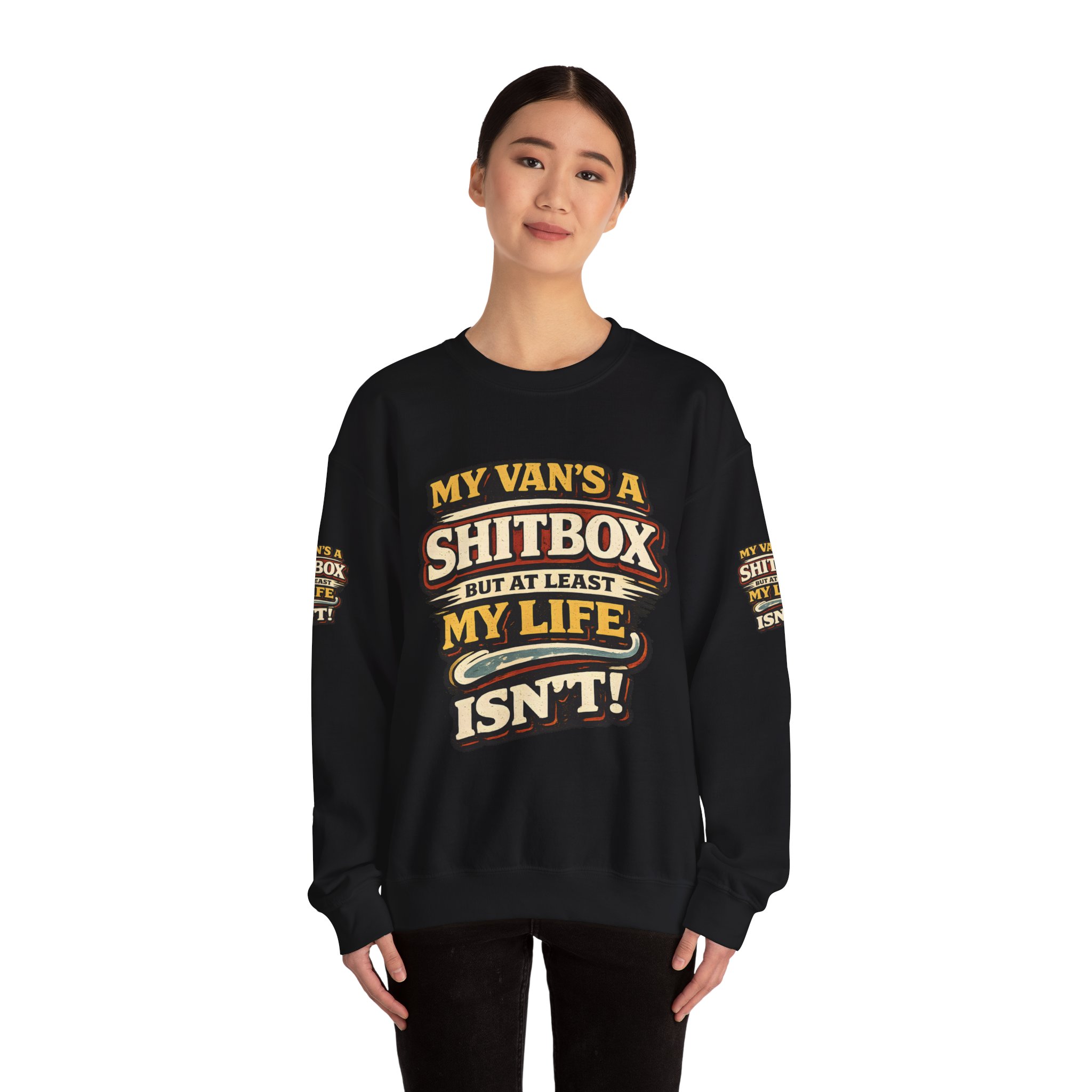4052777842348843805_2048.jpeg Unisex Heavy Blend™ Crewneck Sweatshirt — "My Van`s A Shitbox" Design F**K-Line