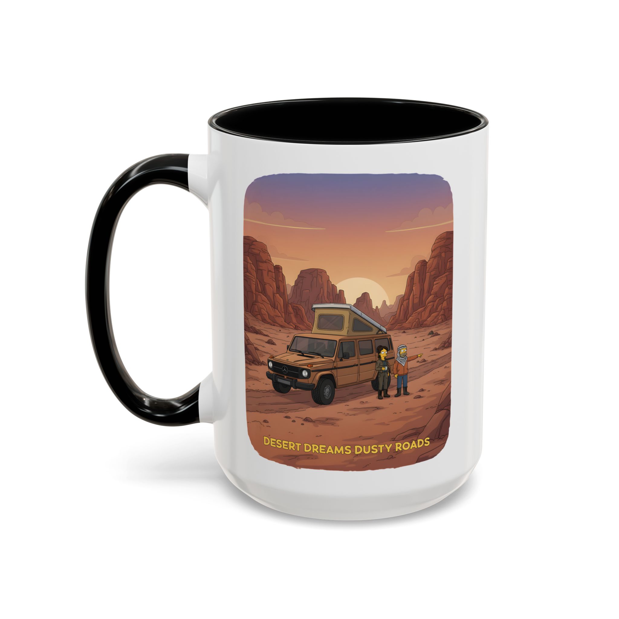 Accent Coffee Mug (11, 15oz) — "Desert Dreams Dusty Roads" Design Sitcom-Line