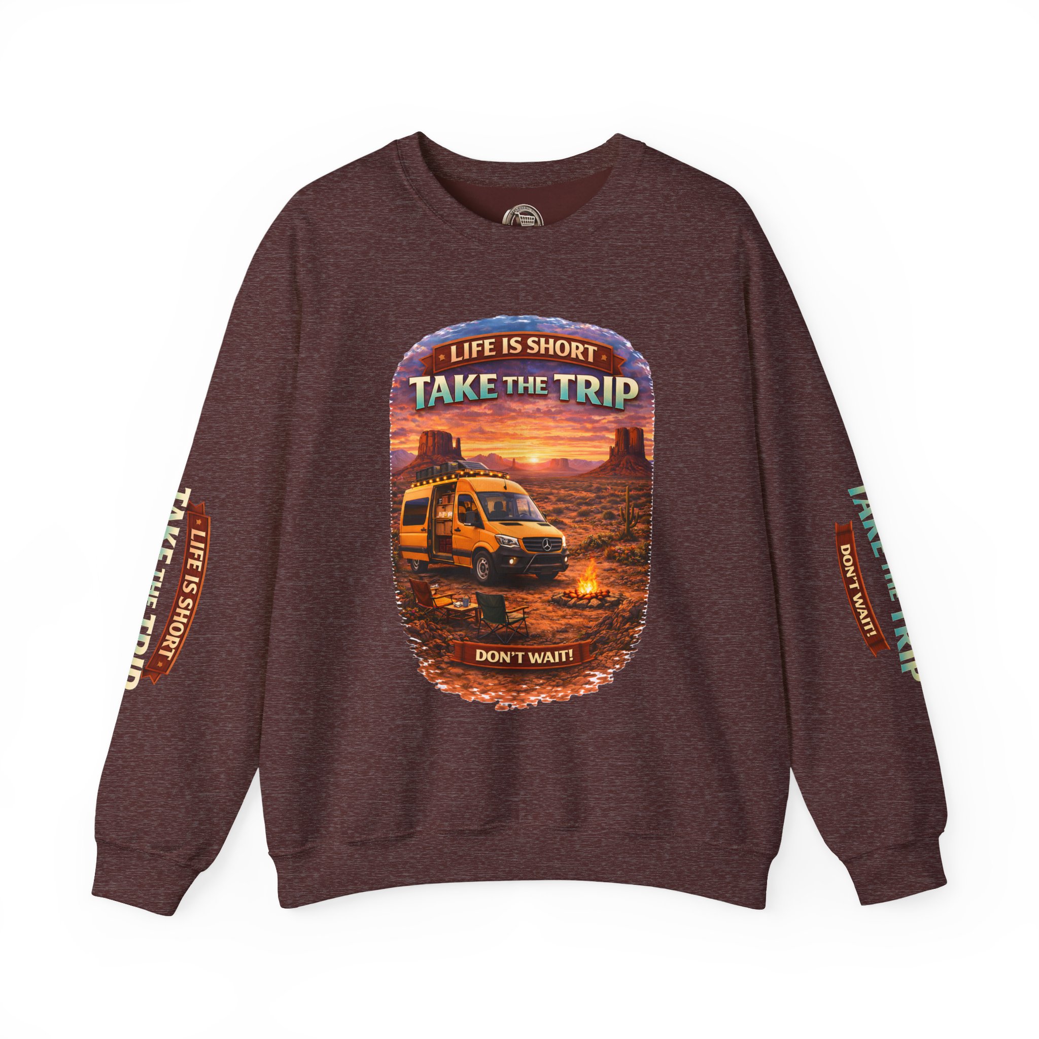 Unisex Heavy Blend™ Crewneck Sweatshirt — "Live Is Short Take The Trip" Design Scenic-Line