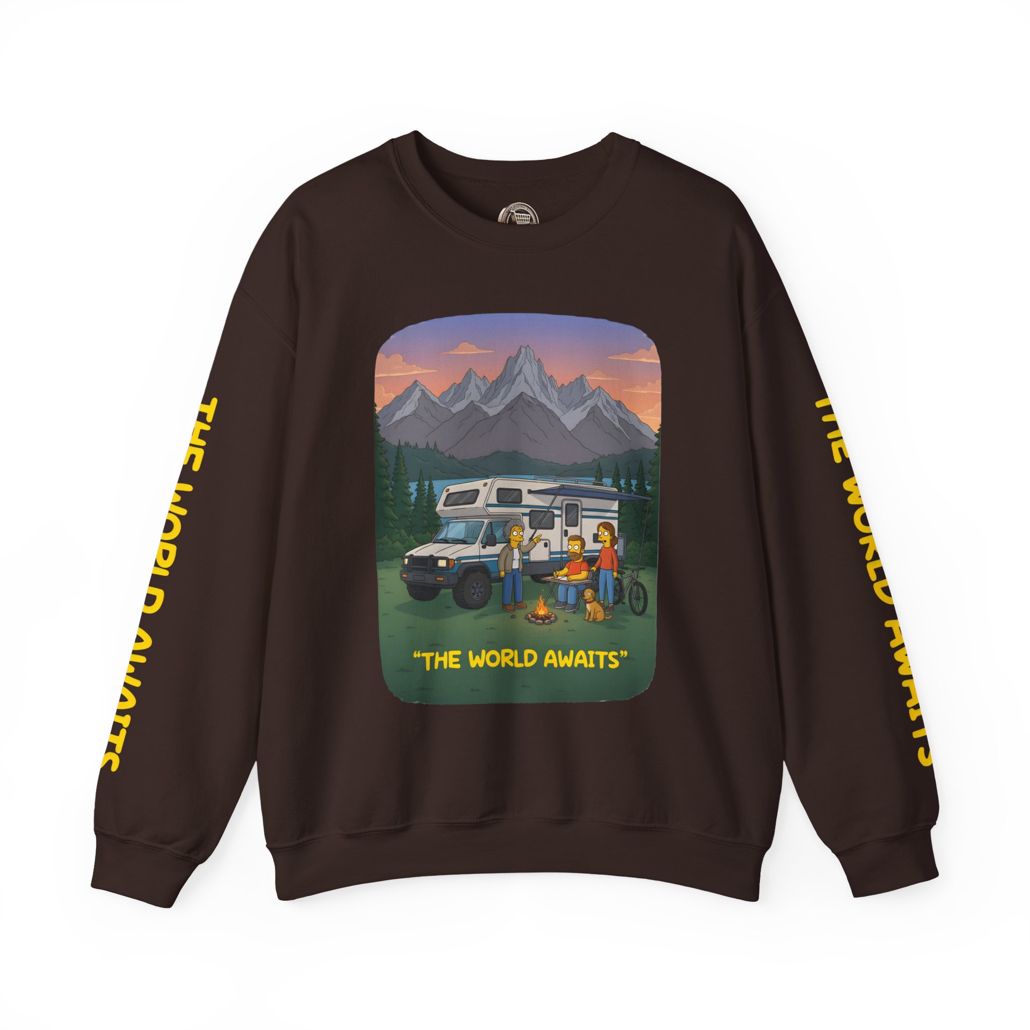 Unisex Heavy Blend™ Crewneck Sweatshirt — "The World Awaits" Design Sitcom-Line