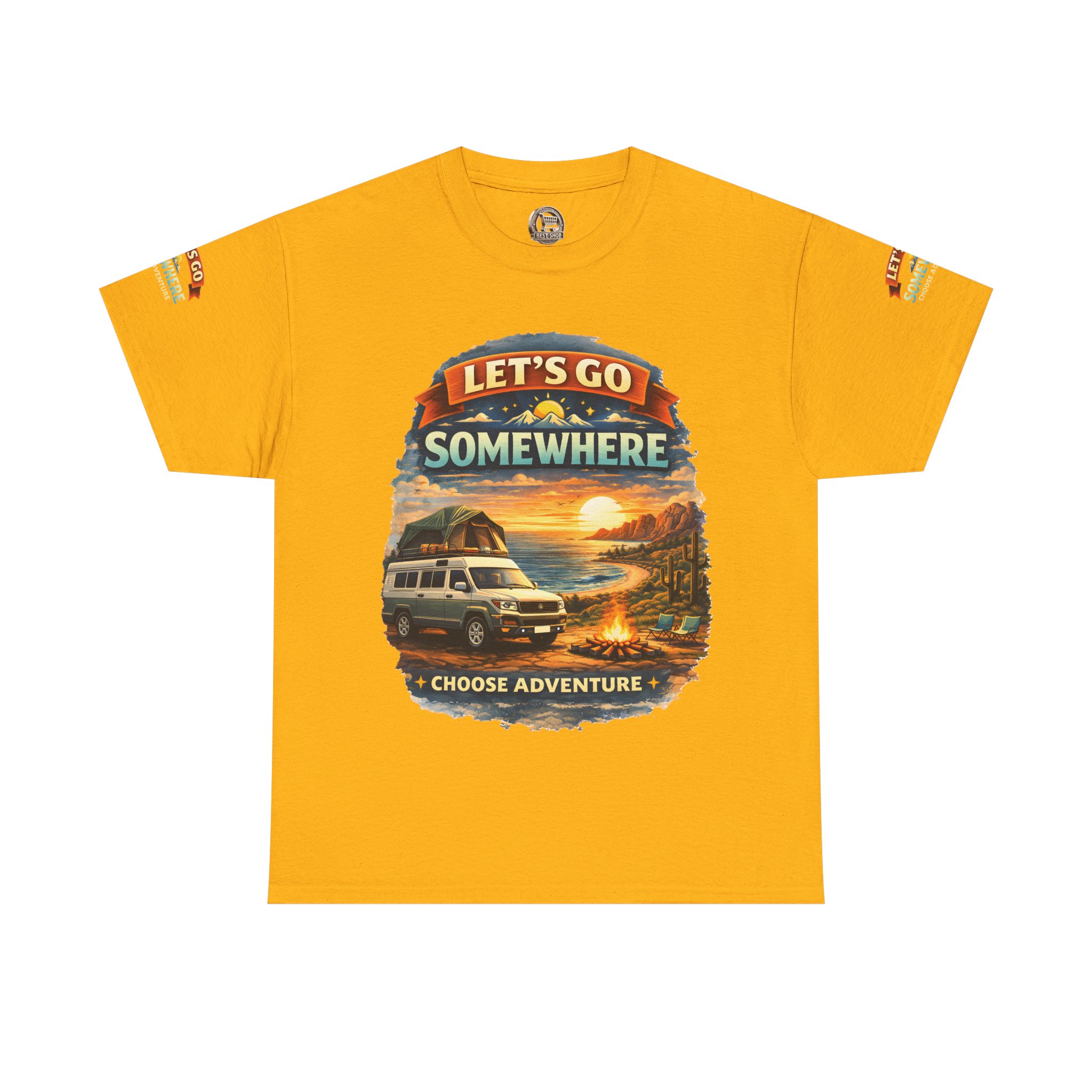 Unisex Heavy Cotton Tee — "Lets Go Somewhere" Design Scenic-Line