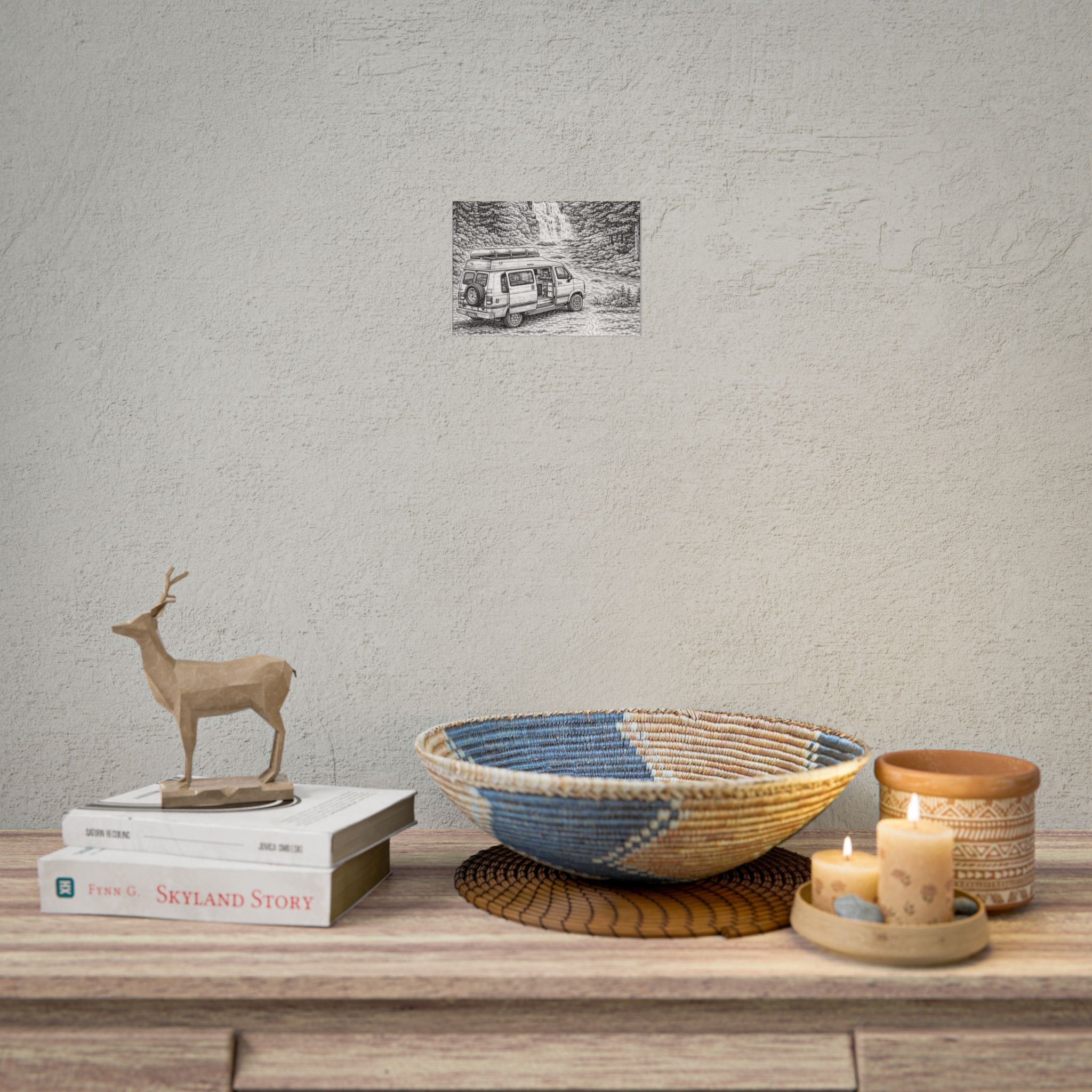 Campervan Poster — Vintage RV Camping Landscape Wall Art