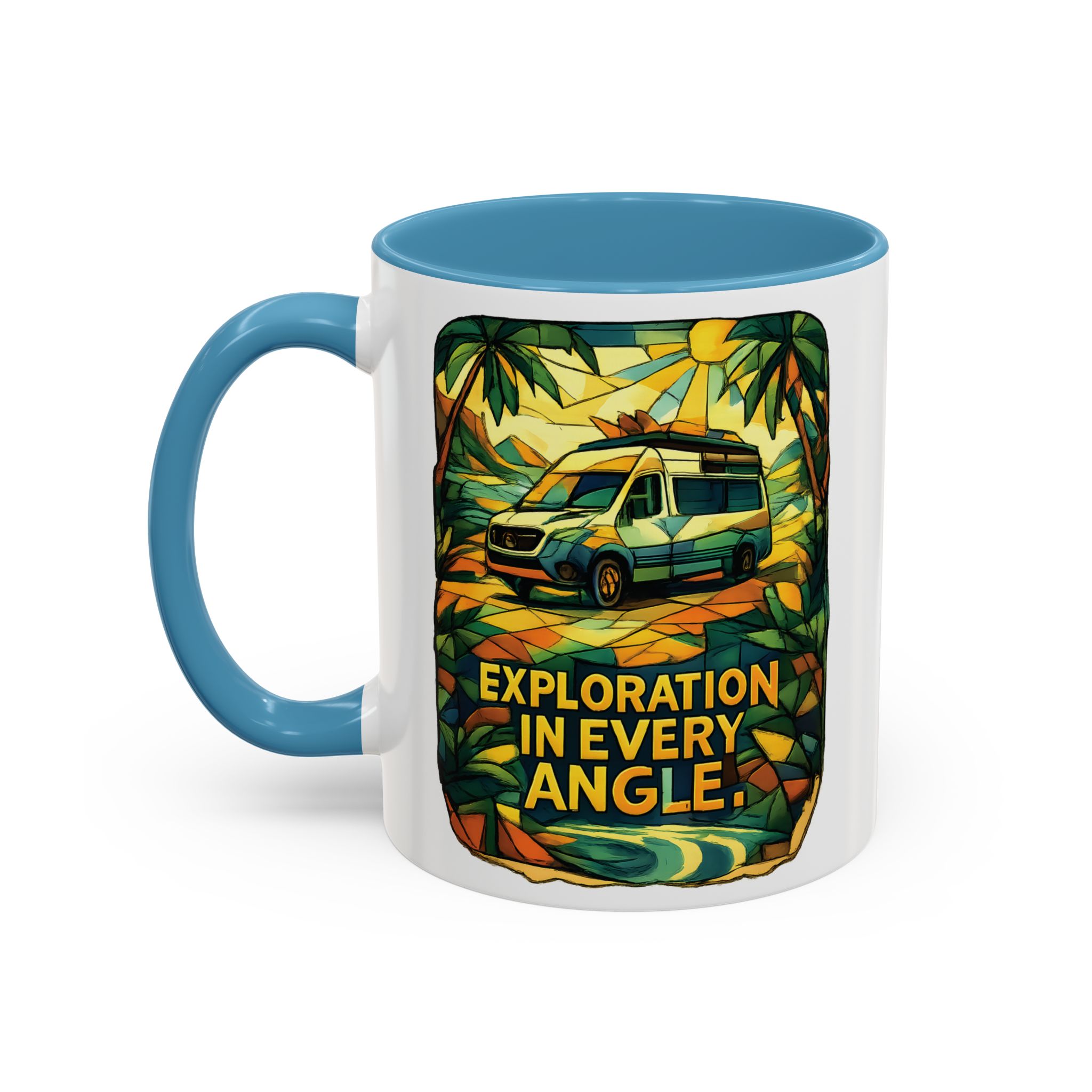 Accent Coffee Mug (11, 15oz) — "Exploration In Every Angle" Design Cubic-Line