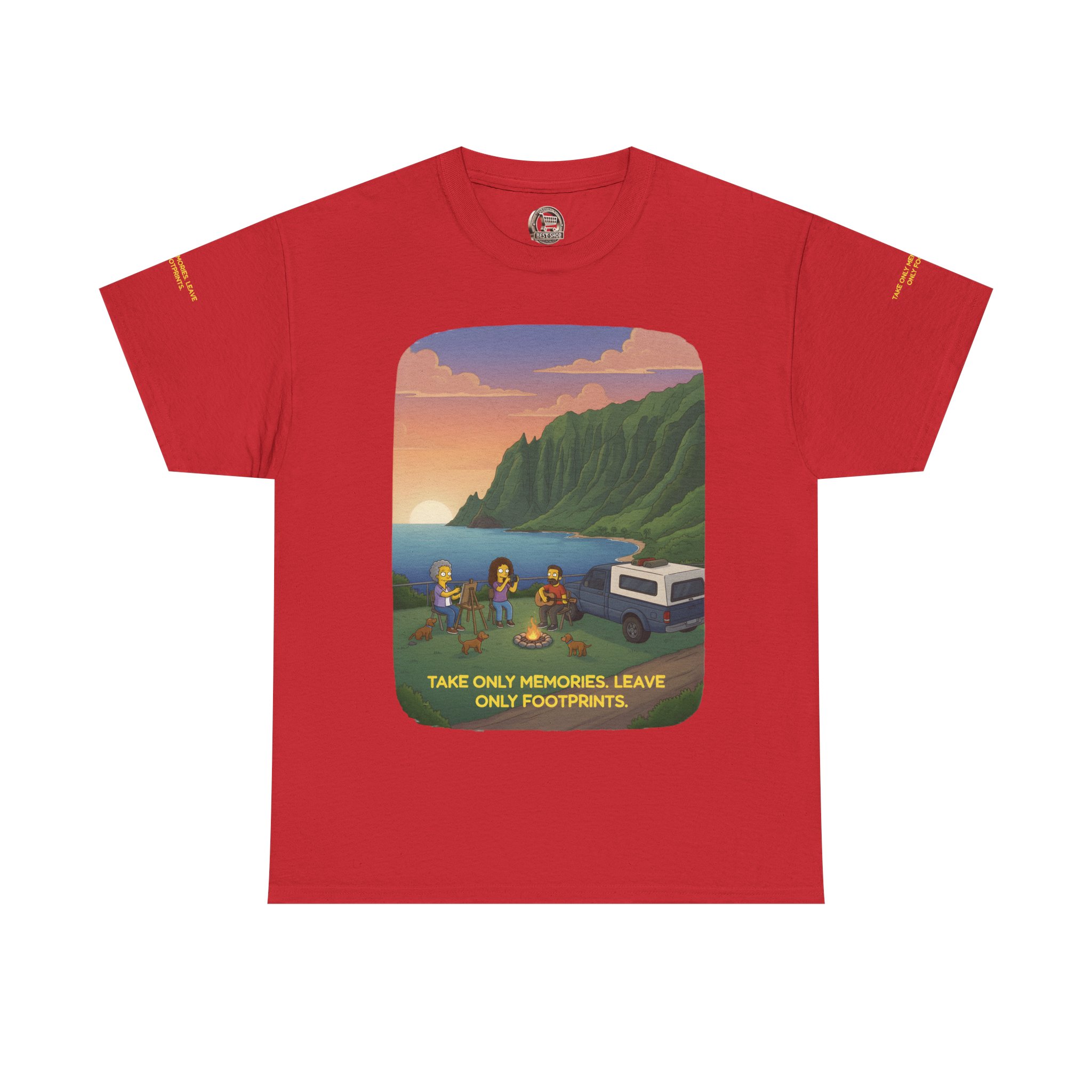 Unisex Heavy Cotton Tee — "Take Only Memories-Leave Only Footprints" Design Sitcom-Line