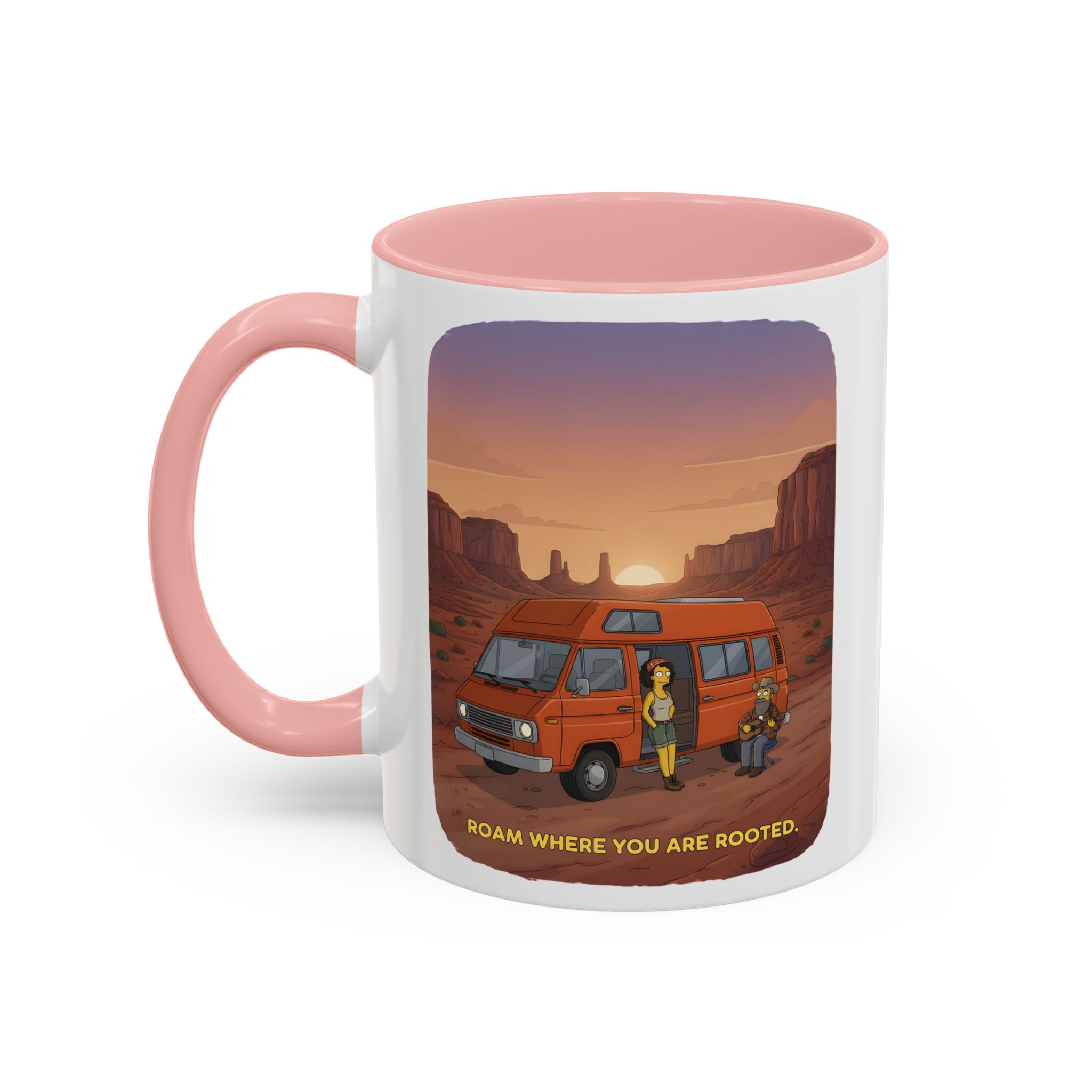 Accent Coffee Mug (11, 15oz) — "Roam Where You Are Rooted" Design Sitcom-Line
