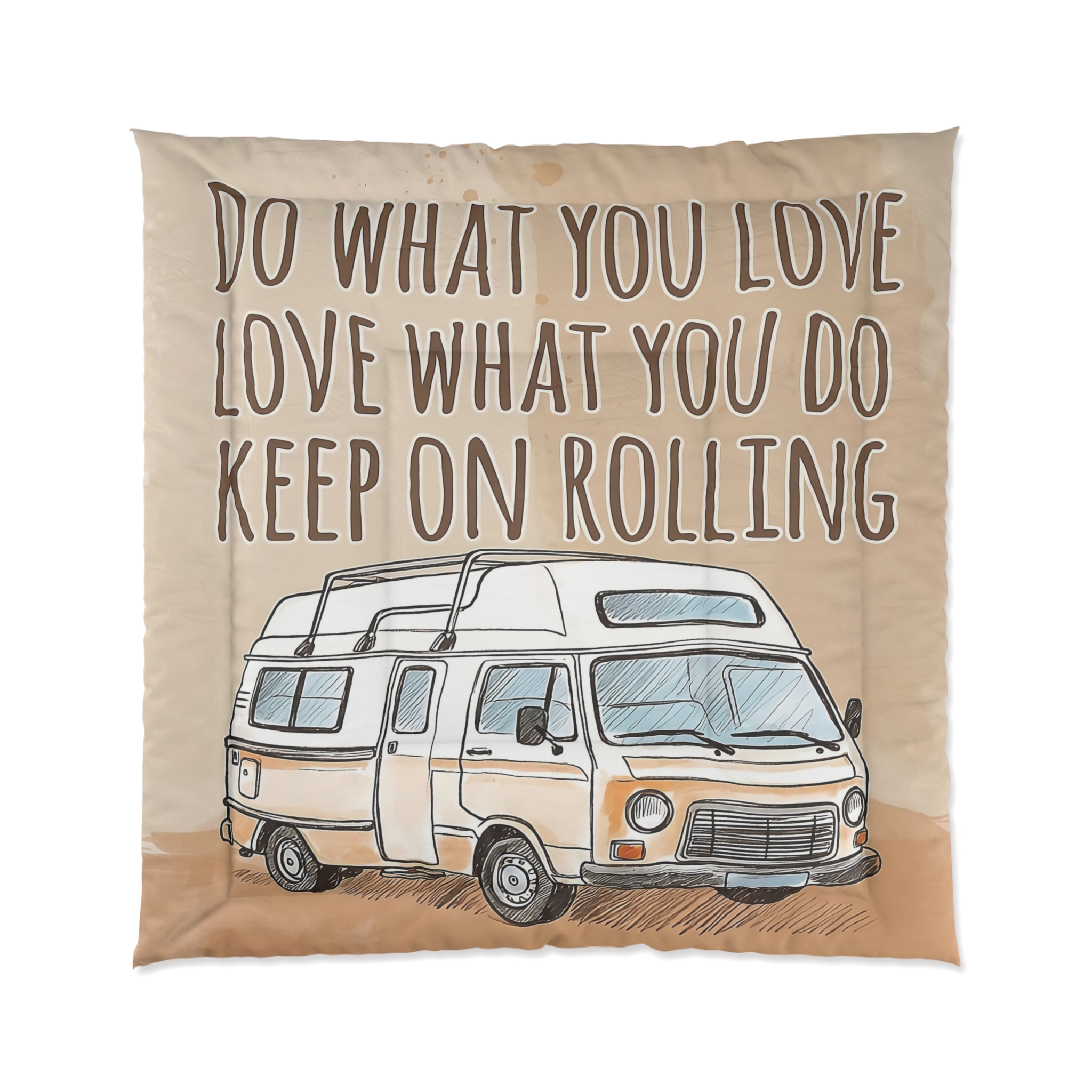 Comforter - 'Do What You Love, Keep On Rolling' Vintage Camper Comforter