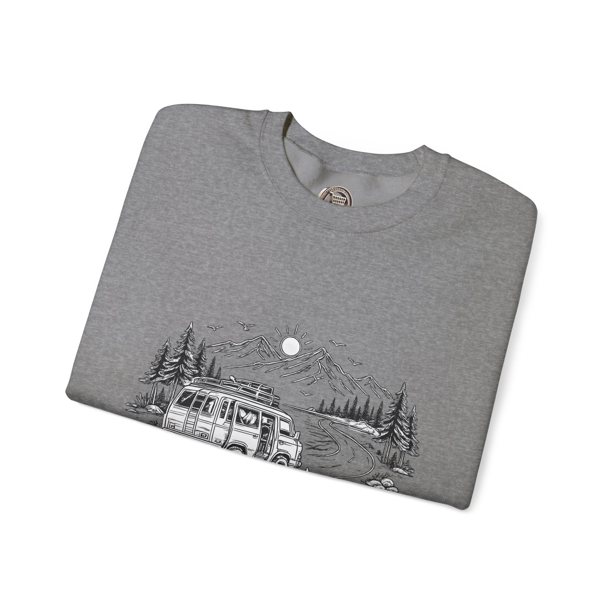 Unisex Heavy Blend™ Crewneck Sweatshirt — "Home Is Where You Park It" Design Minimal-Line