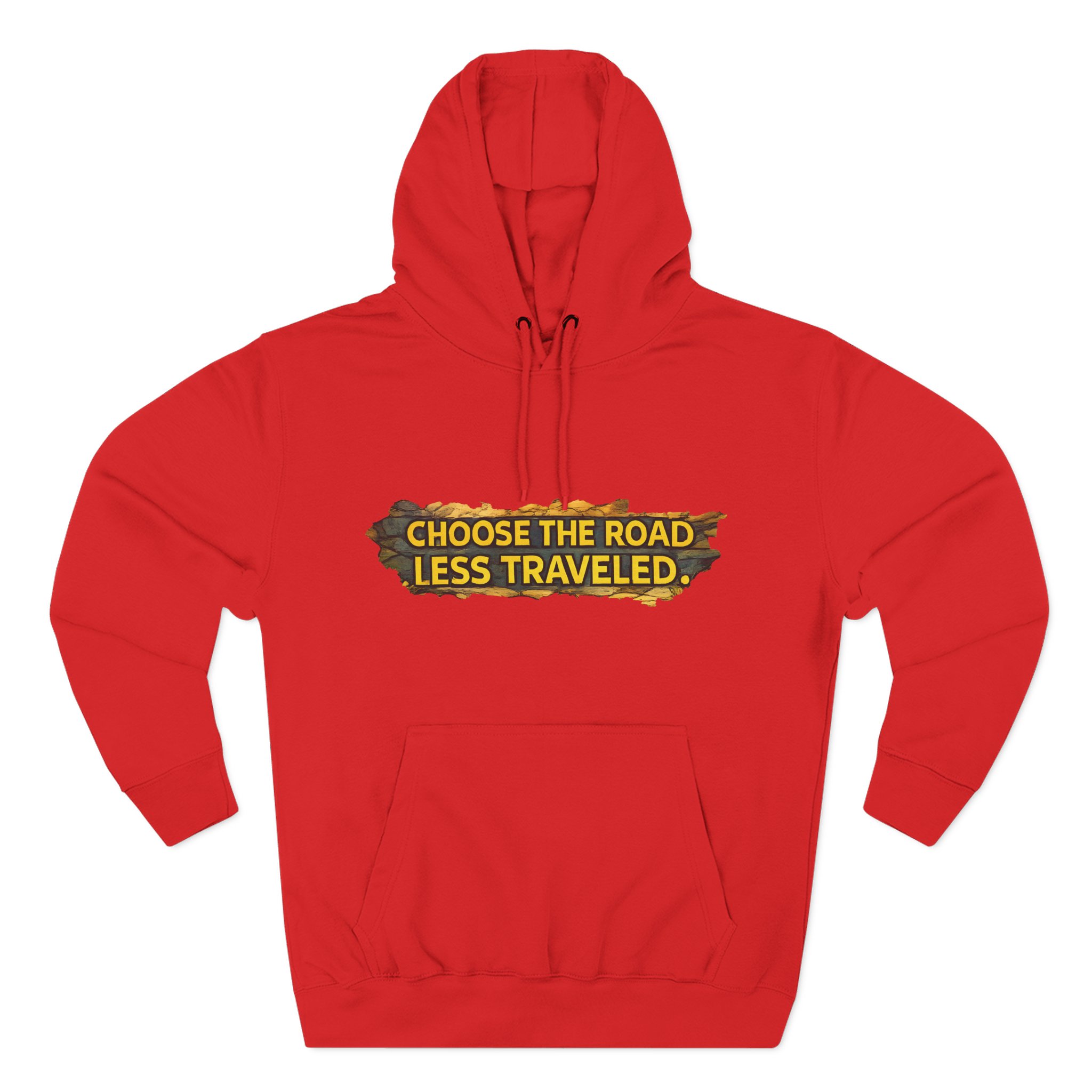 Three-Panel Fleece Hoodie - "Choose The Road Less Traveled" Design Cubic-Line