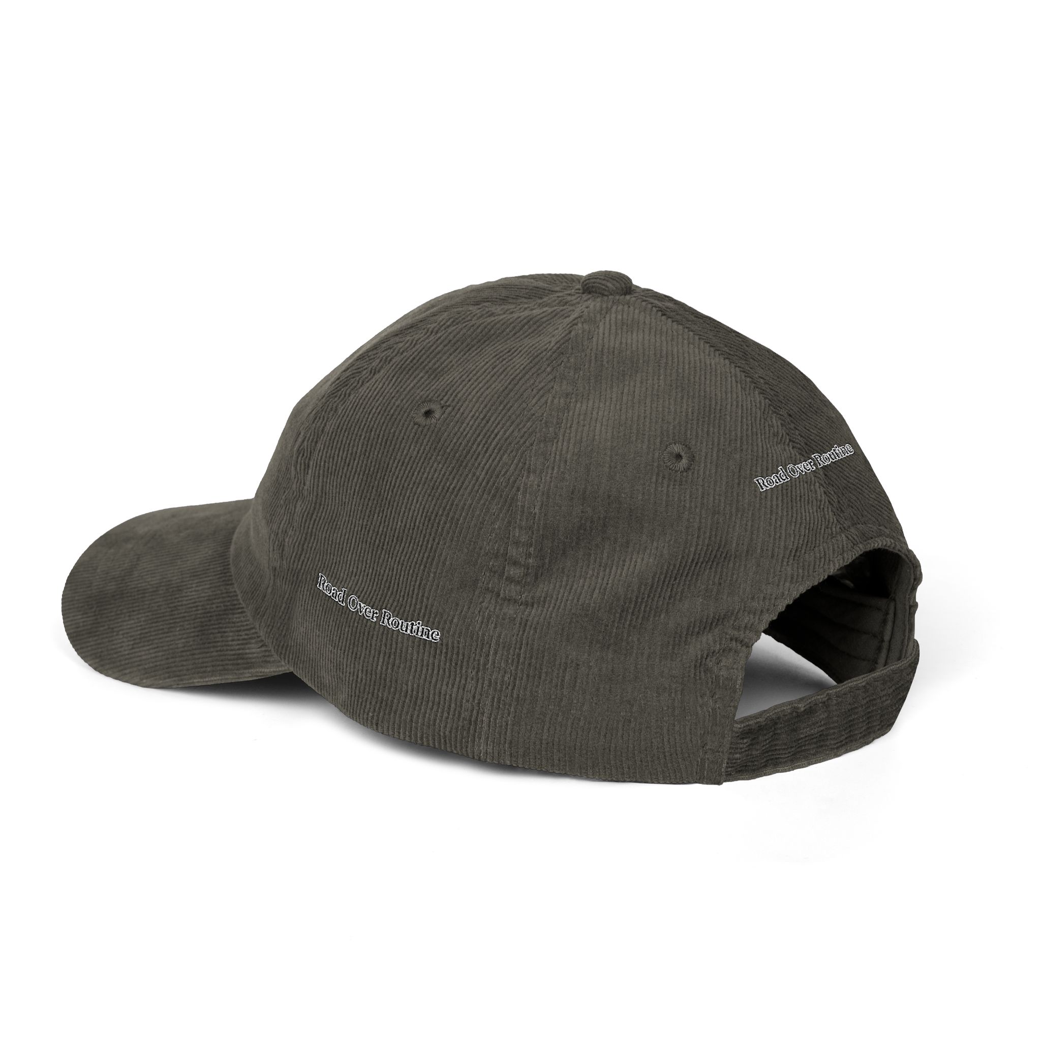 Vintage Corduroy Cap (Embroidery) — "Road over Routine" Embroidered Hat