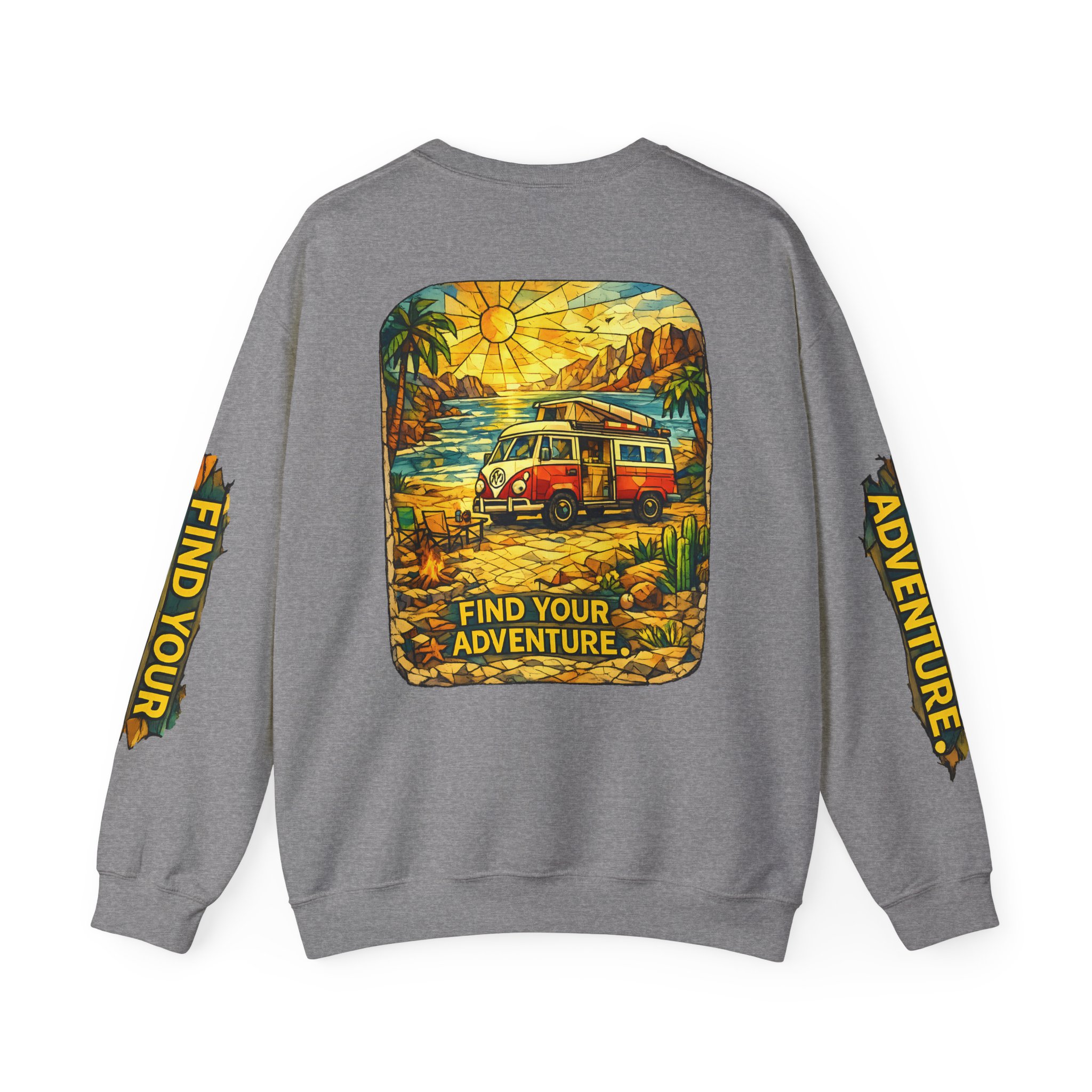 Unisex Heavy Blend™ Crewneck Sweatshirt — "Find Your Adventure" Design Cubic-Line