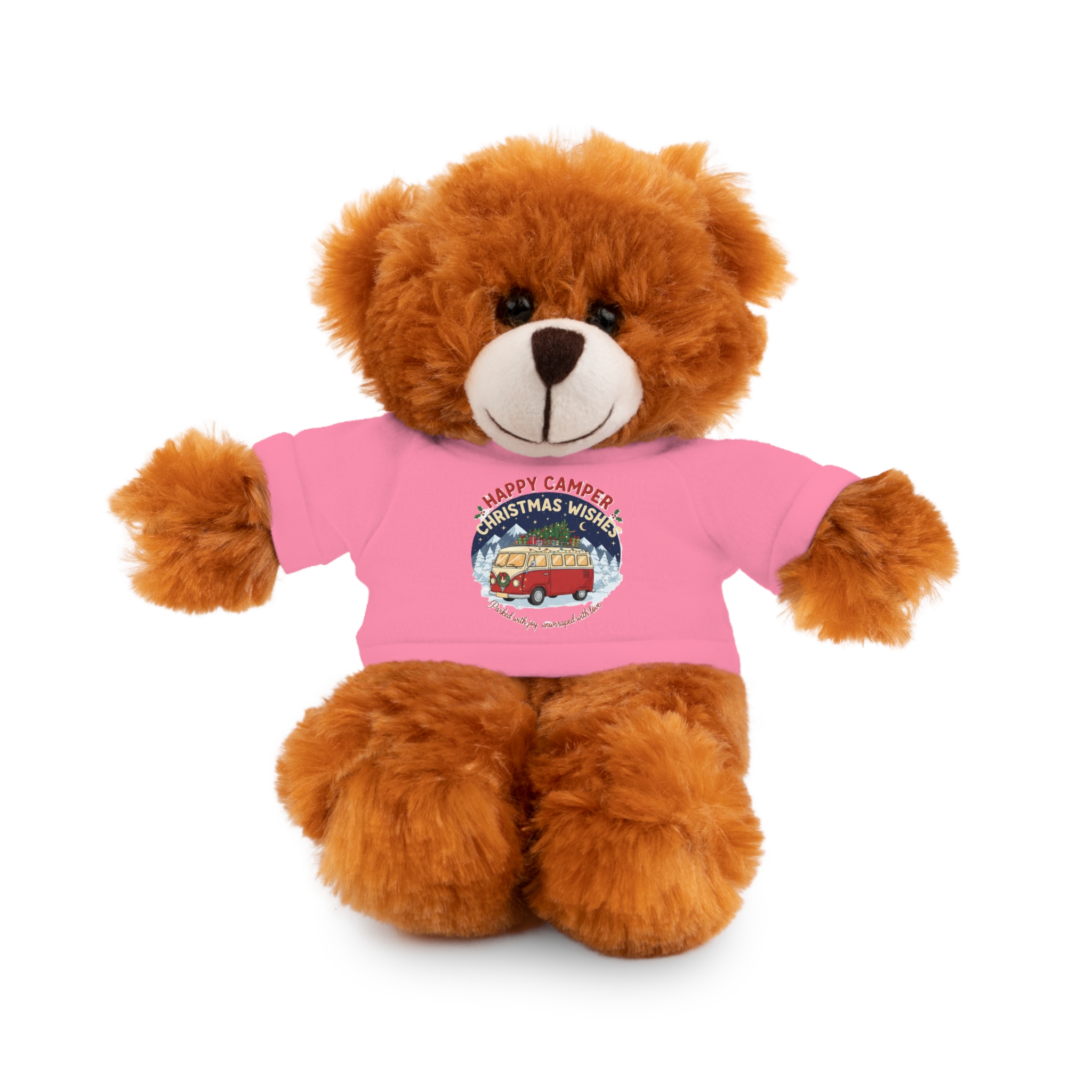Happy Christmas Teddy Bear with 'Happy Camper Christmas Wishes' Tee