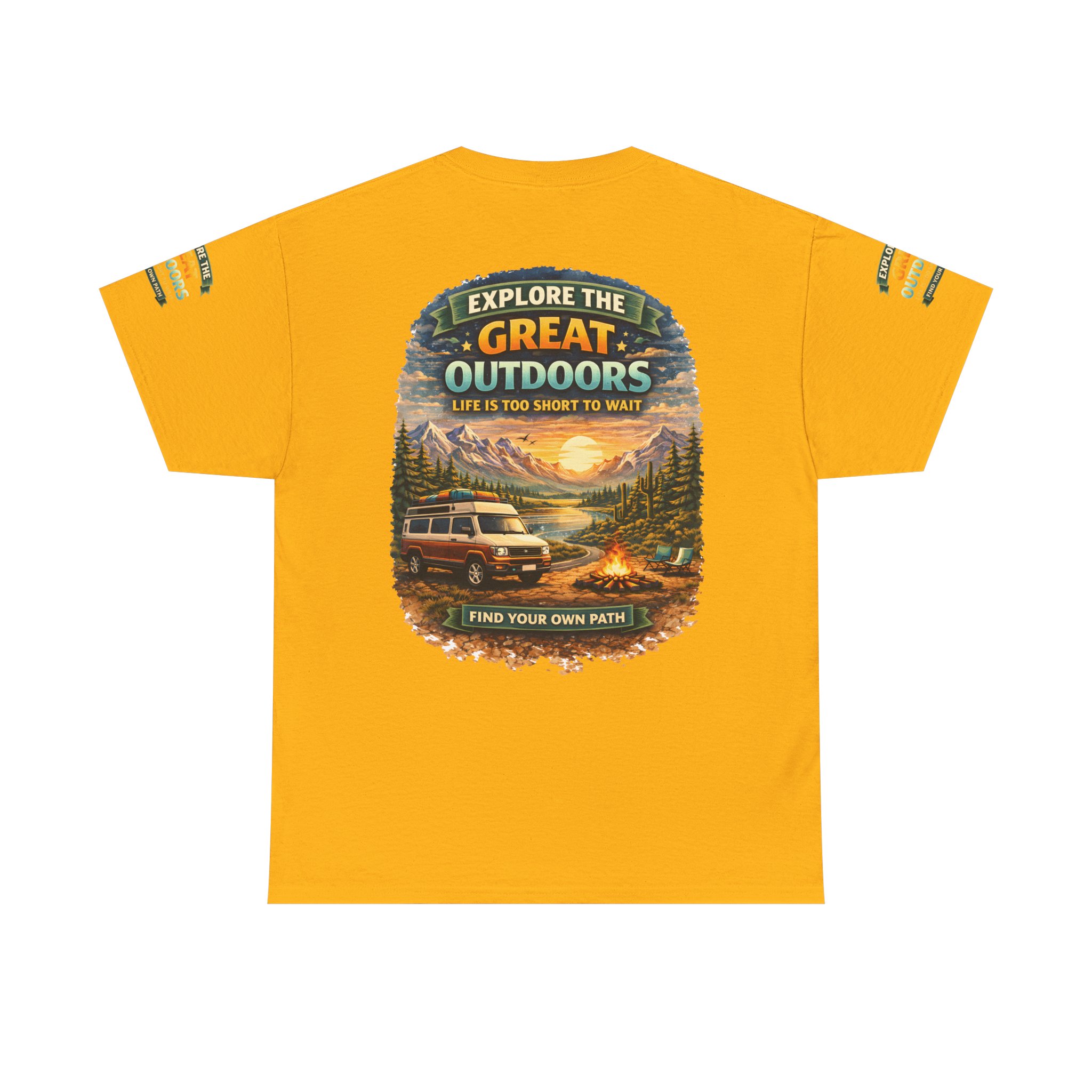 Unisex Heavy Cotton Tee — "Explore The Great Outdoors" Design Scenic-Line