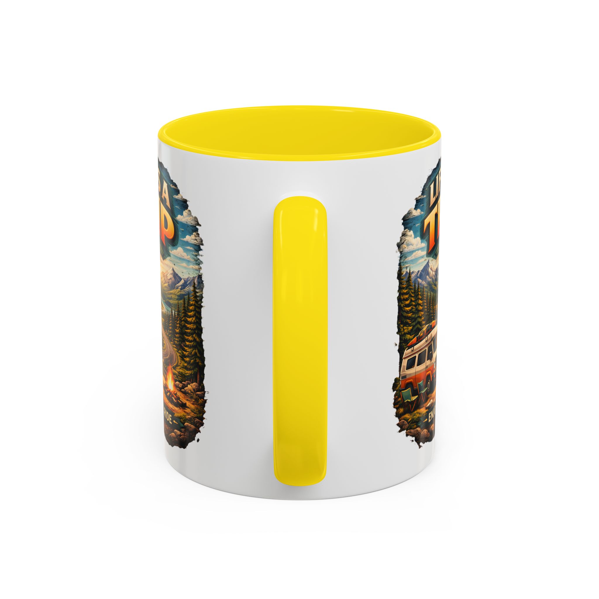 Accent Coffee Mug (11, 15oz) — "Life s A Trip" Design Scenic-Line