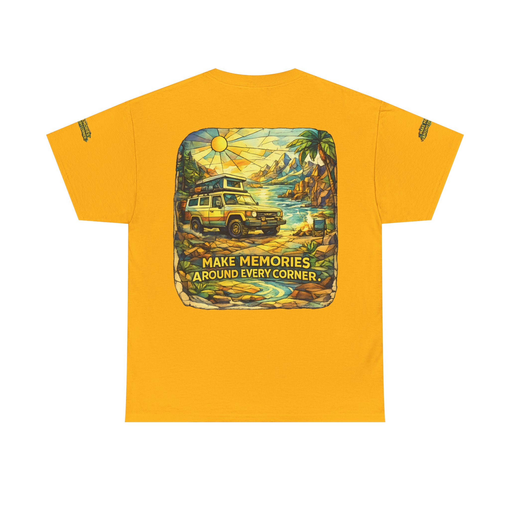 4087298529639082406_2048.jpeg Unisex Heavy Cotton Tee — "Make Memories Around Every Corner" Design Cubic-Line