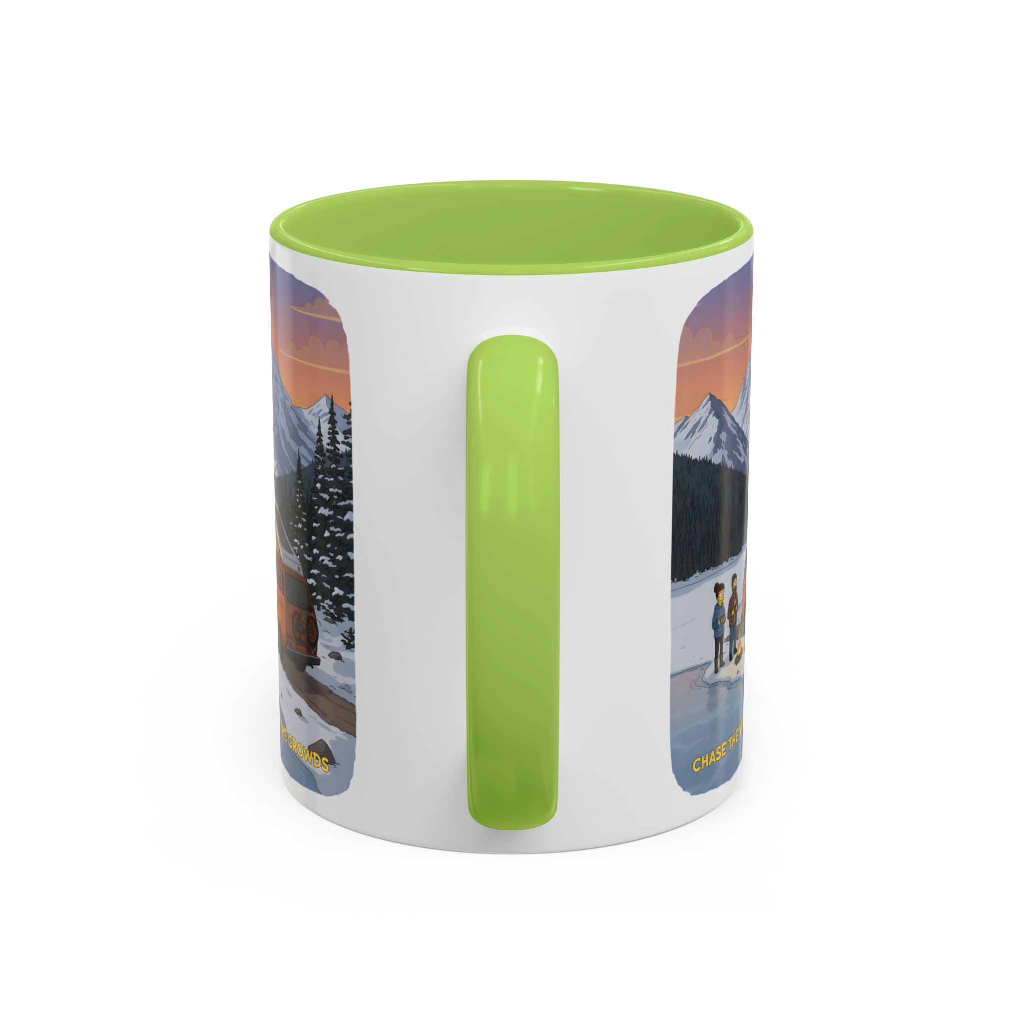 Accent Coffee Mug (11, 15oz) — "Chase The Views-Not The Crowds"" Design Sitcom-Line