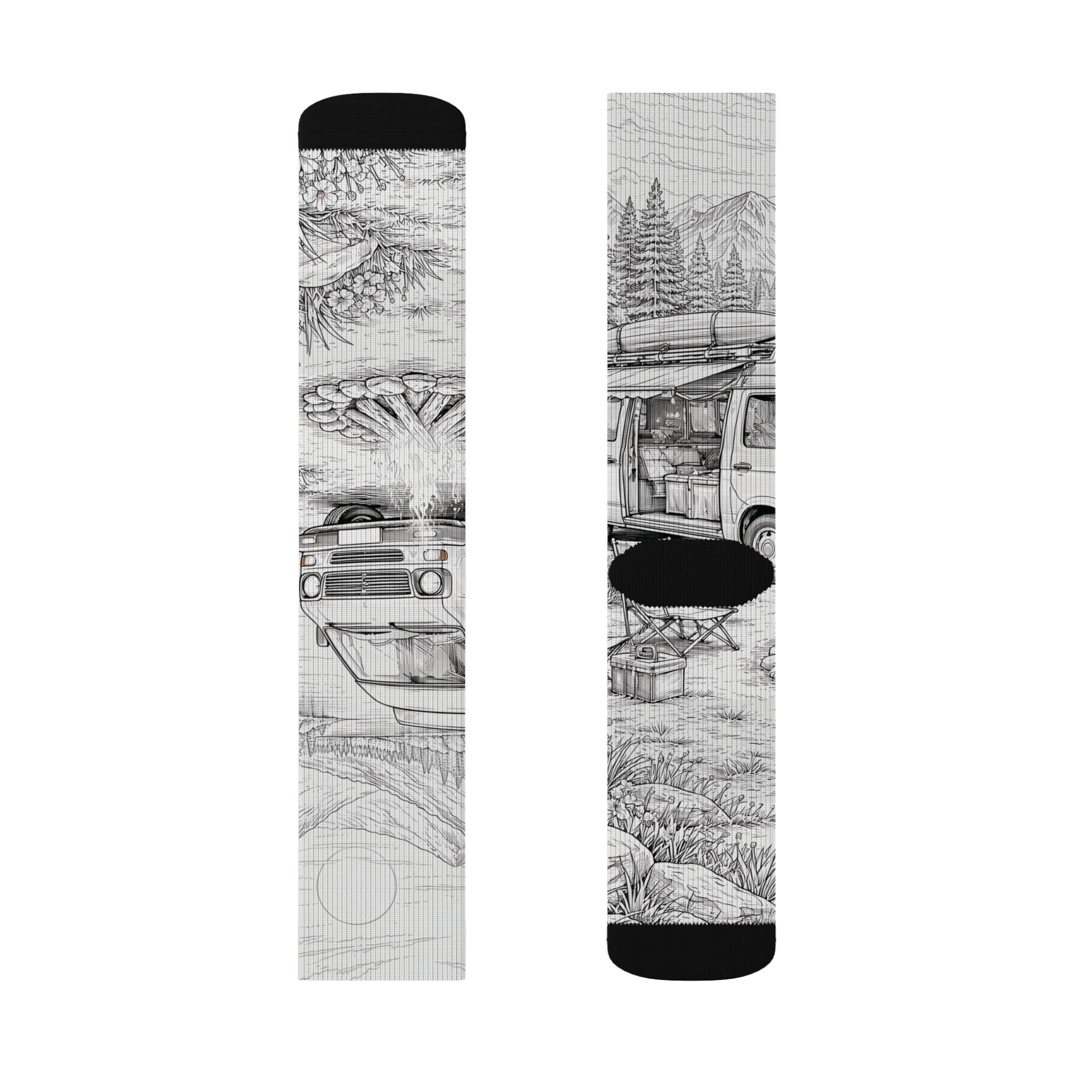 Sublimation Socks — Retro Camper Roadtrip Crew Socks